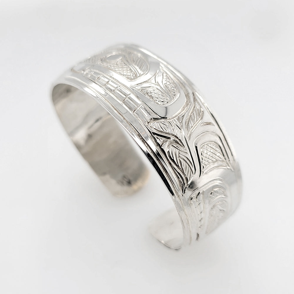 Silver Orca Bracelet by Tsimshian artist Bill Helin