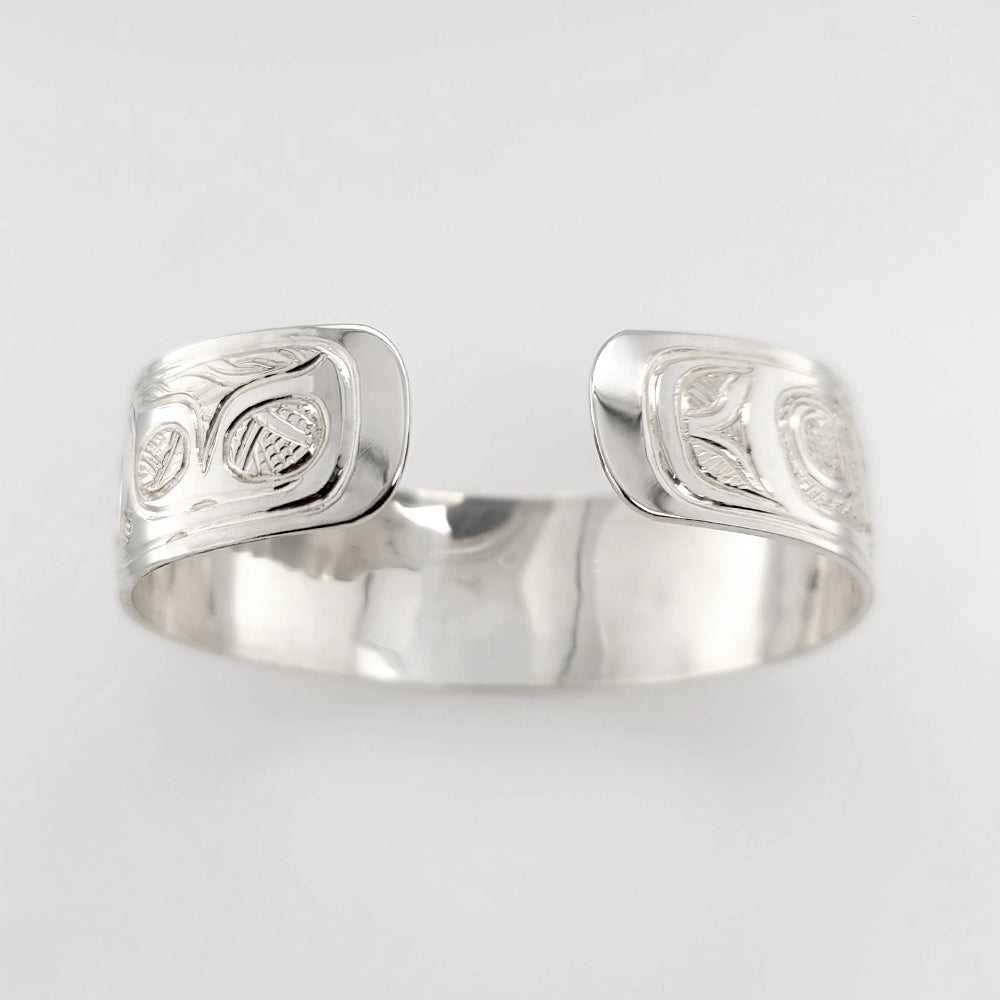 Silver Orca Bracelet by Tsimshian artist Bill Helin