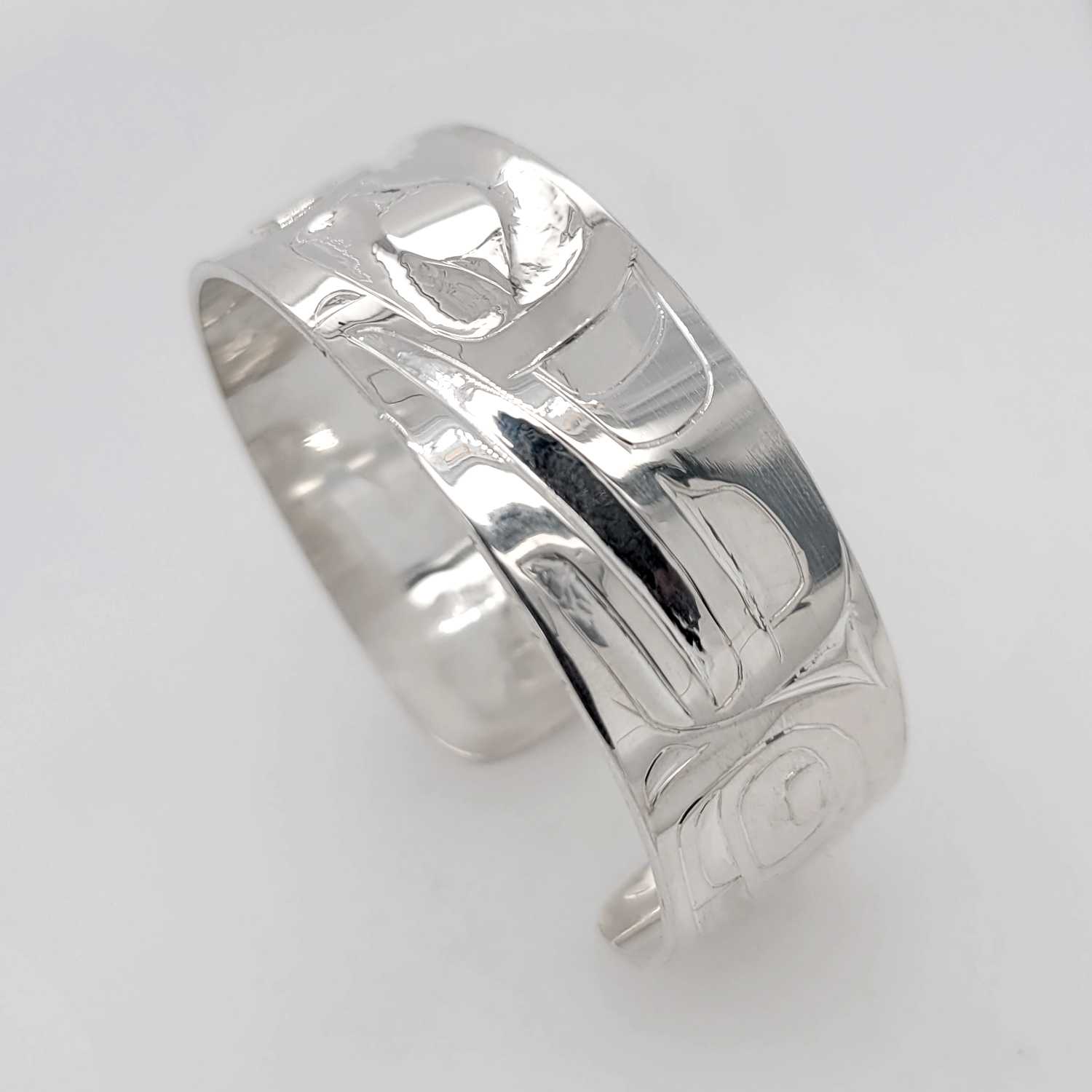 Silver Raven Bracelet by Haida artist Alvin Adkins