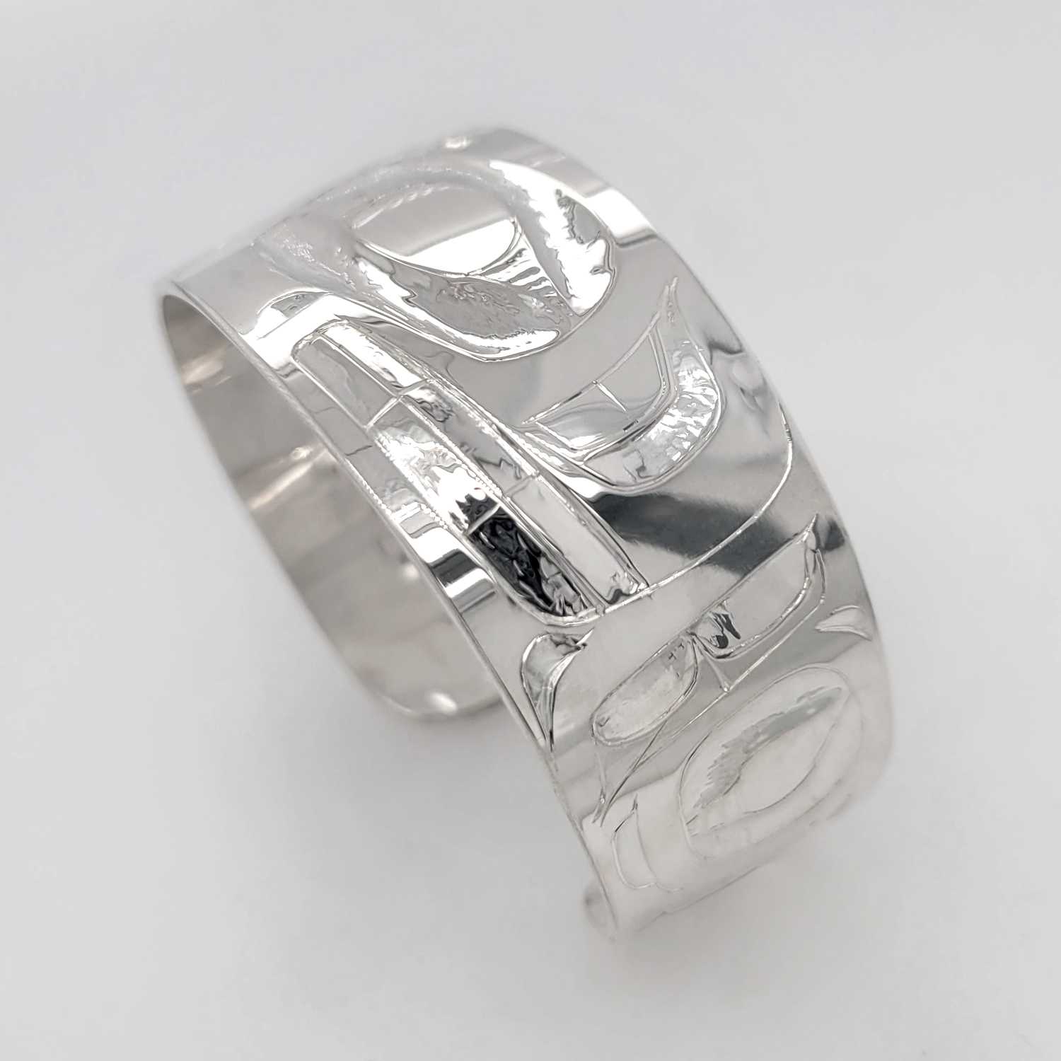 Silver Orca Bracelet by Haida artist Alvin Adkins