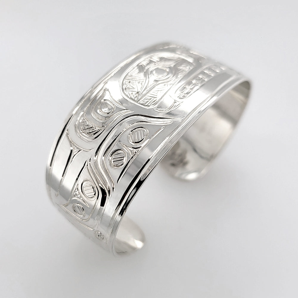 Silver Orca Bracelet by Tsimshian artist Bill Helin