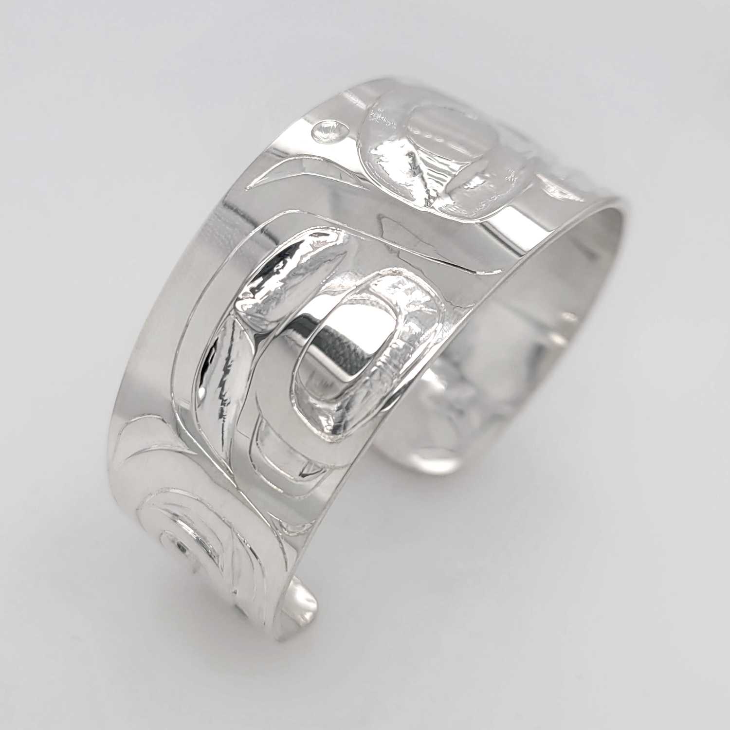 Silver Orca Bracelet by Haida artist Alvin Adkins