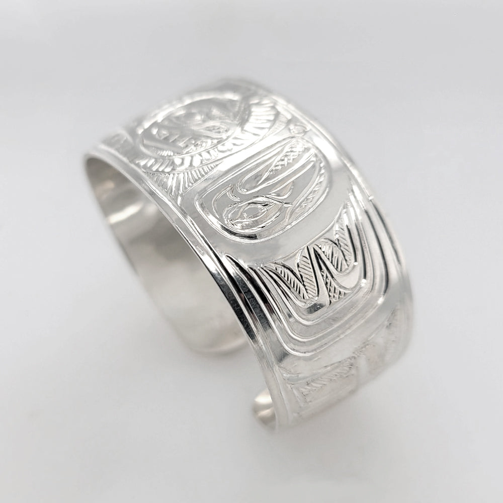 Silver Raven Bracelet by Tsimshian artist Bill Helin