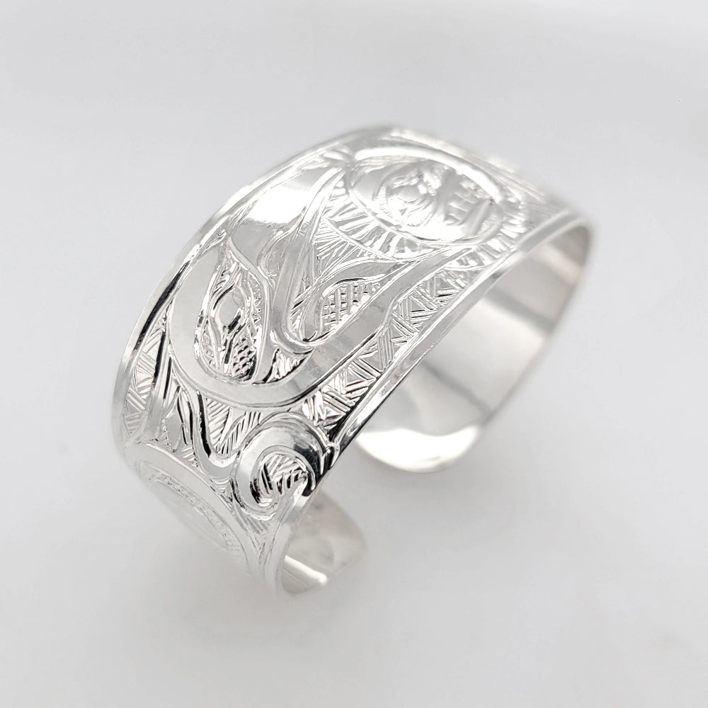 Silver Raven Bracelet by Tsimshian artist Bill Helin