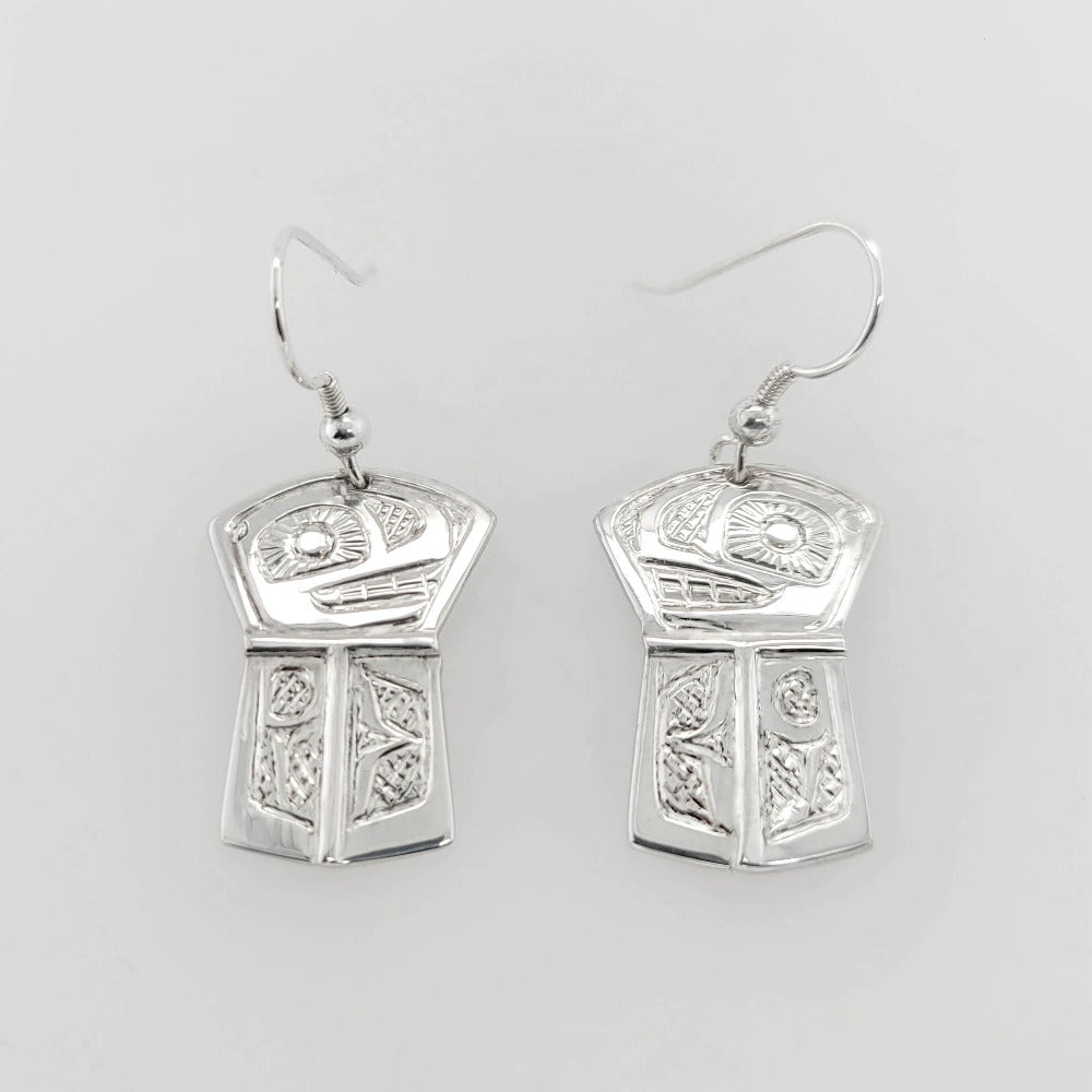 Silver Copper Orca Earrings by Tsimshian artist Bill Helin