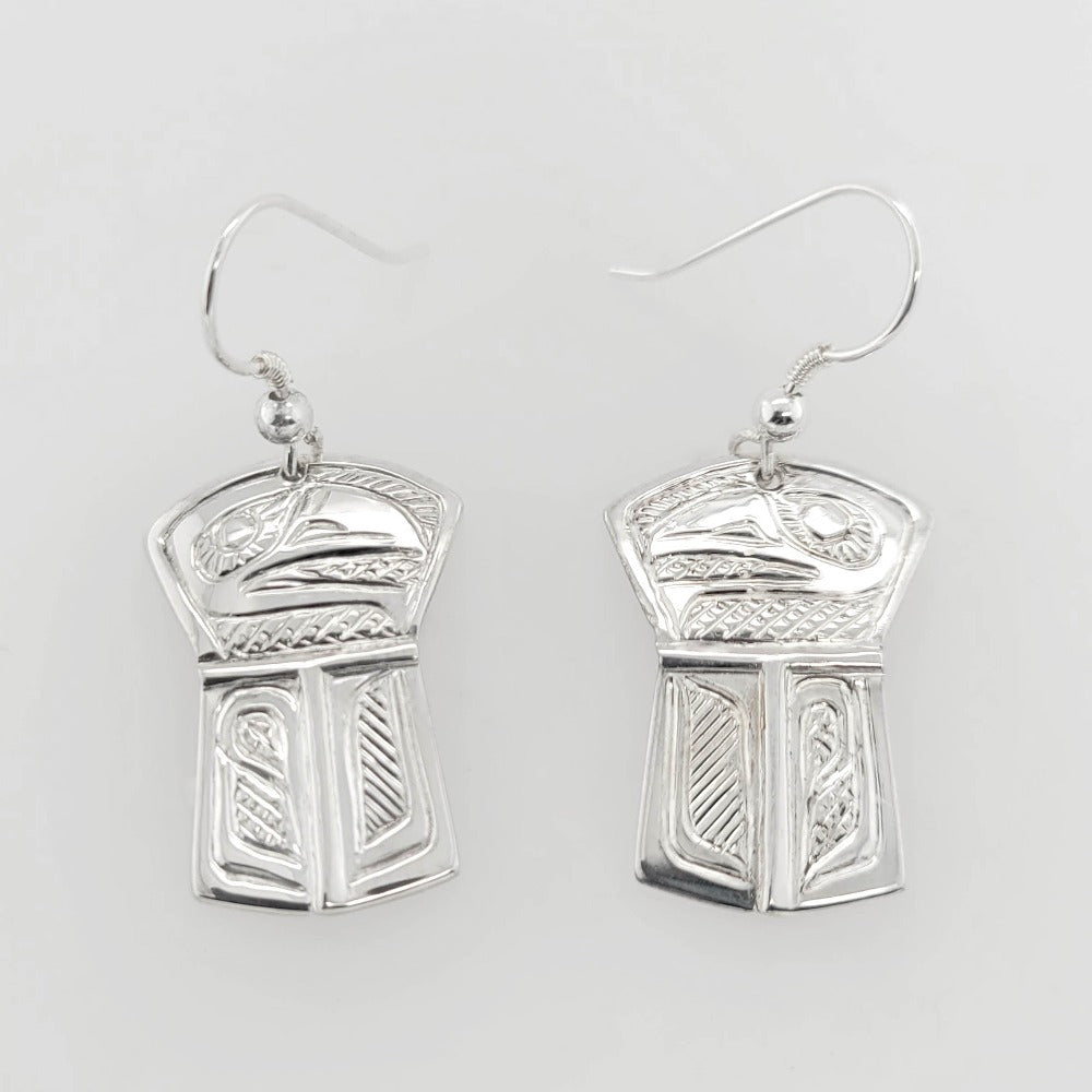 Silver Copper Raven Earrings by Tsimshian artist Bill Helin