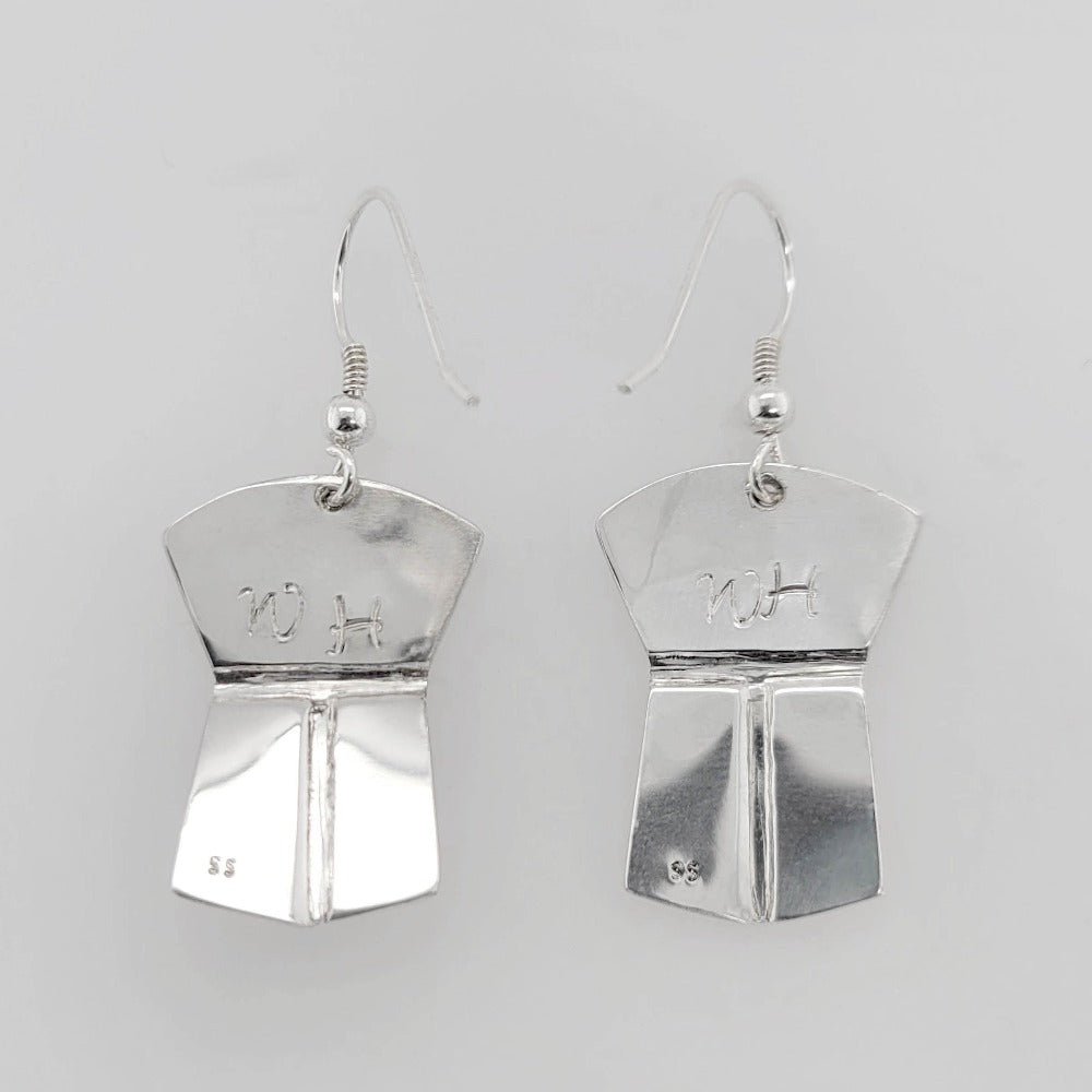 Silver Copper Wolf Earrings by Tsimshian artist Bill Helin