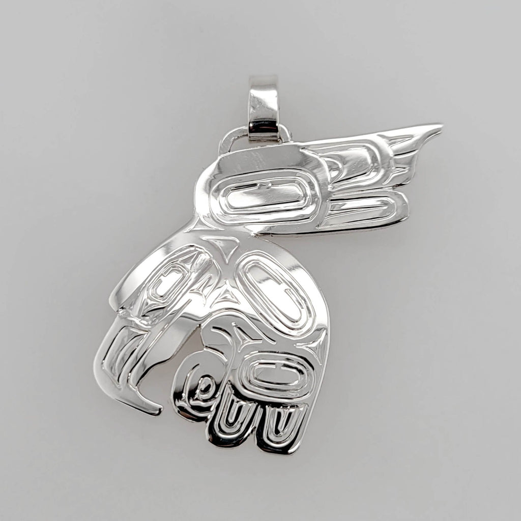 Silver Flying Eagle Pendant by Haida artist Garner Moody