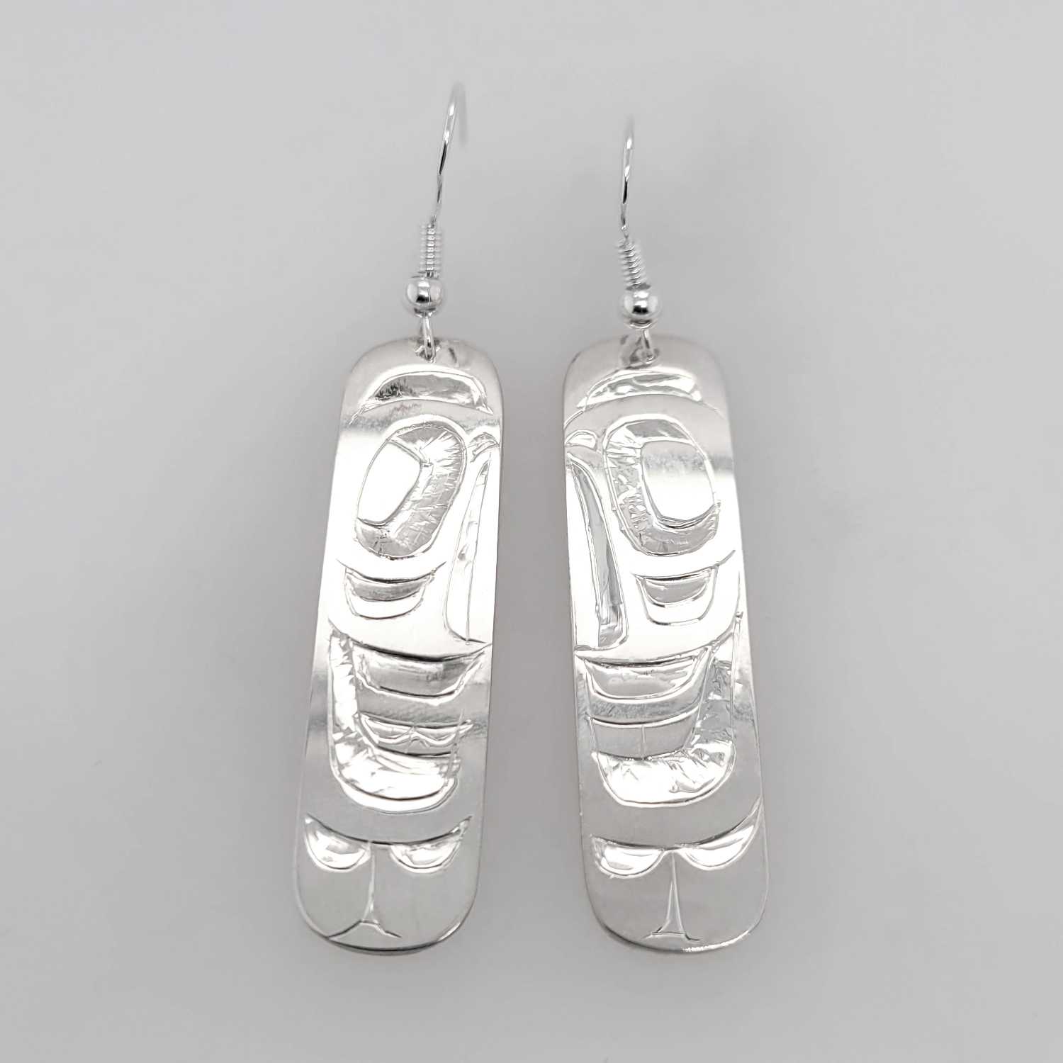 Silver Eagle Earrings by Haida artist Alvin Adkins