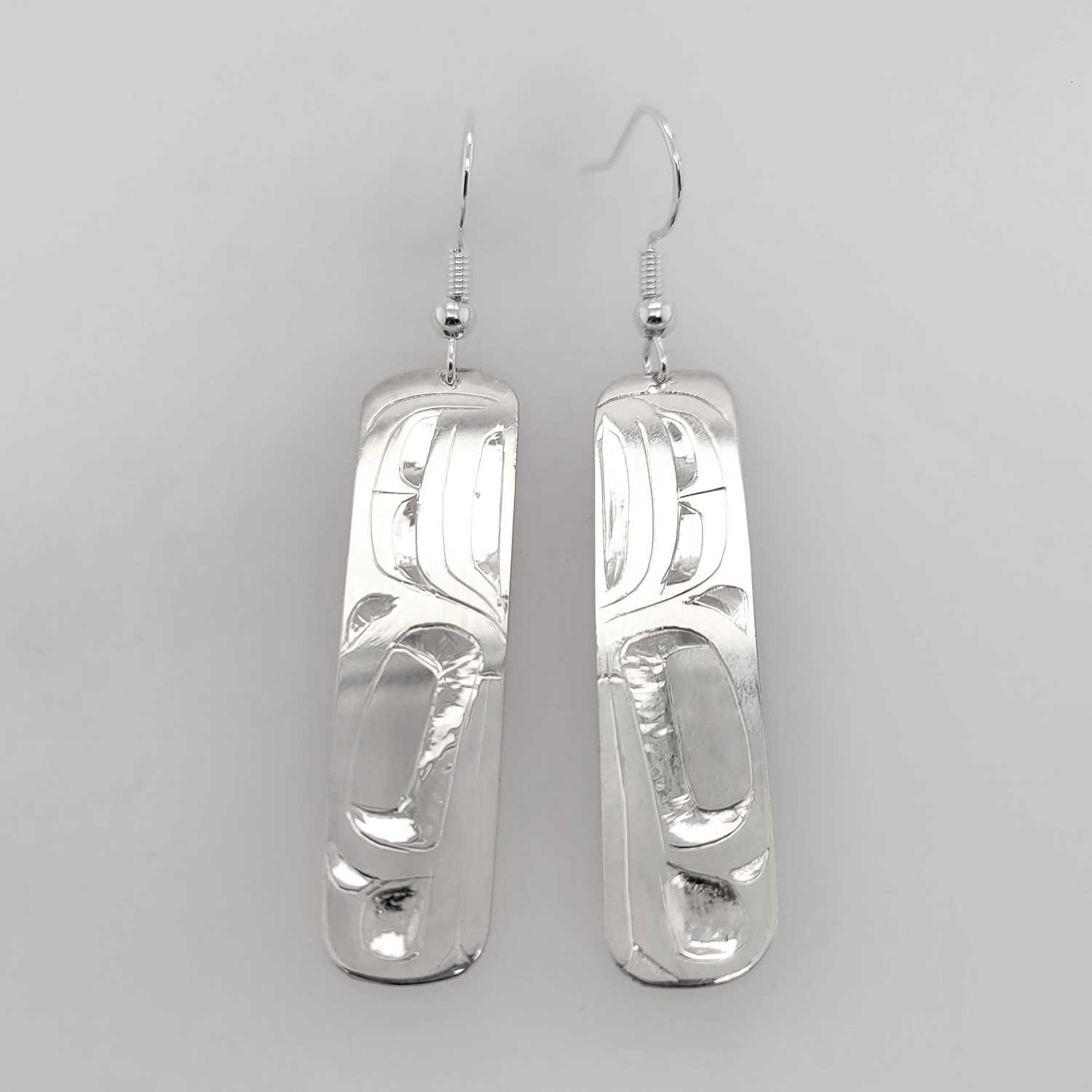 Silver Frog Earrings by Haida artist Alvin Adkins