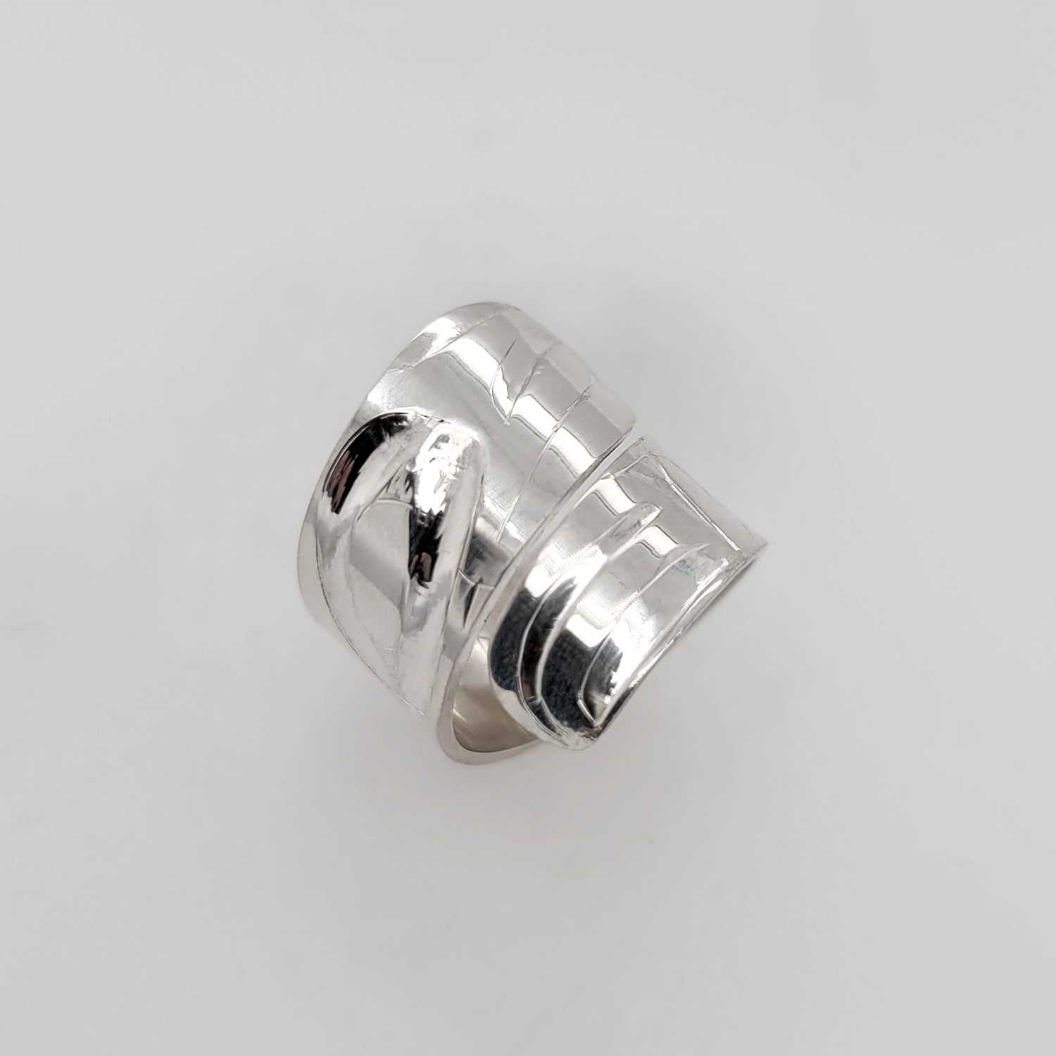 Silver Frog Wrap Ring by Haida artist Alvin Adkins