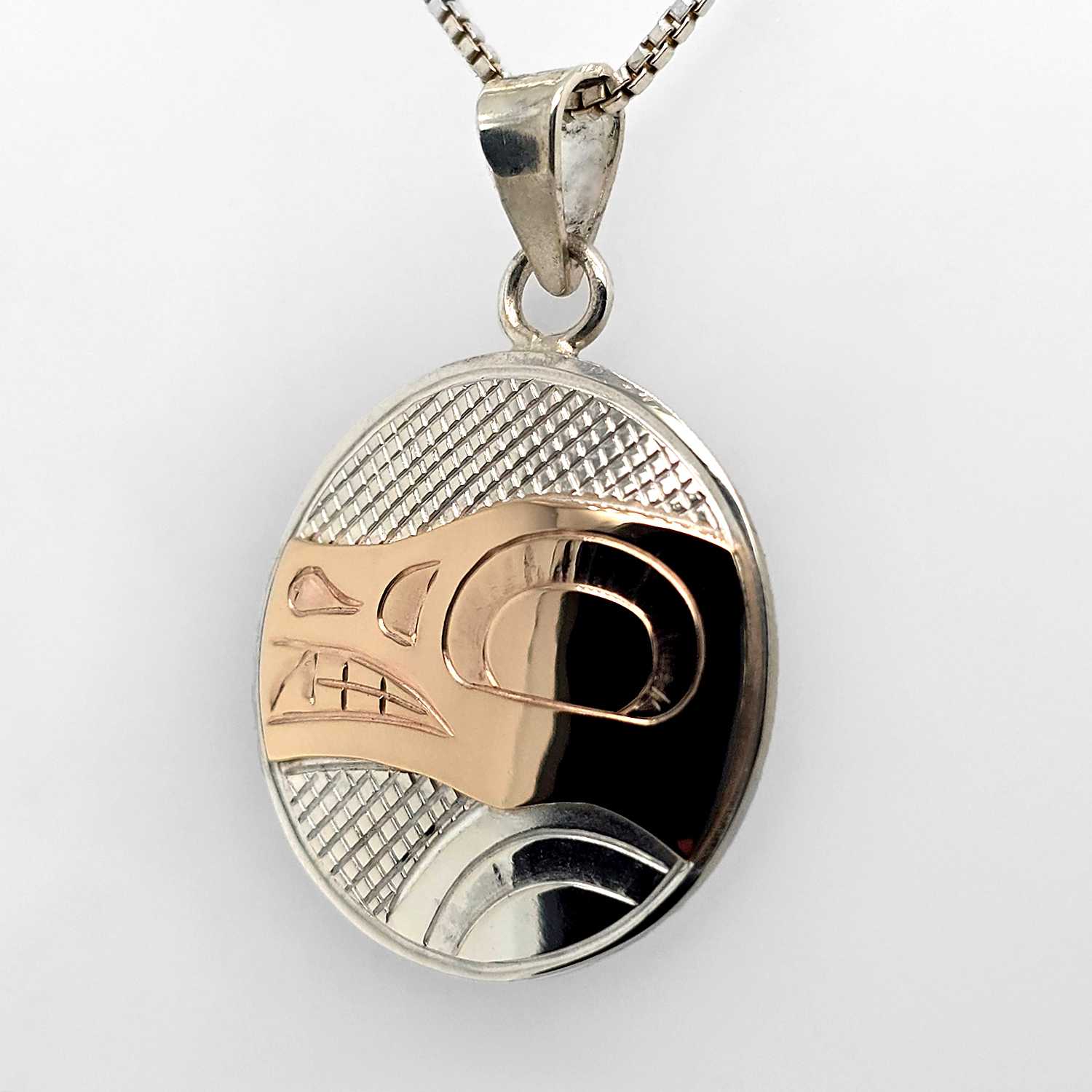 Silver Gold Bear Pendant by Cree Artist Justin Rivard