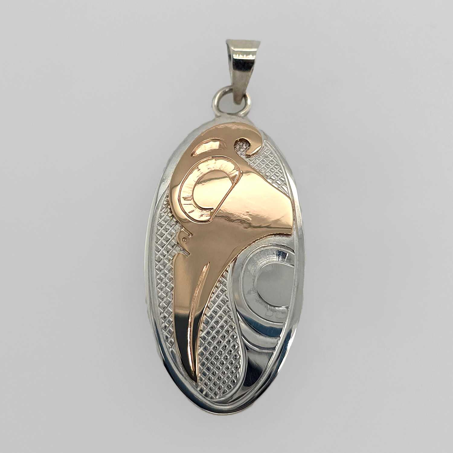Silver Gold Hummingbird Pendant by Cree Artist Justin Rivard