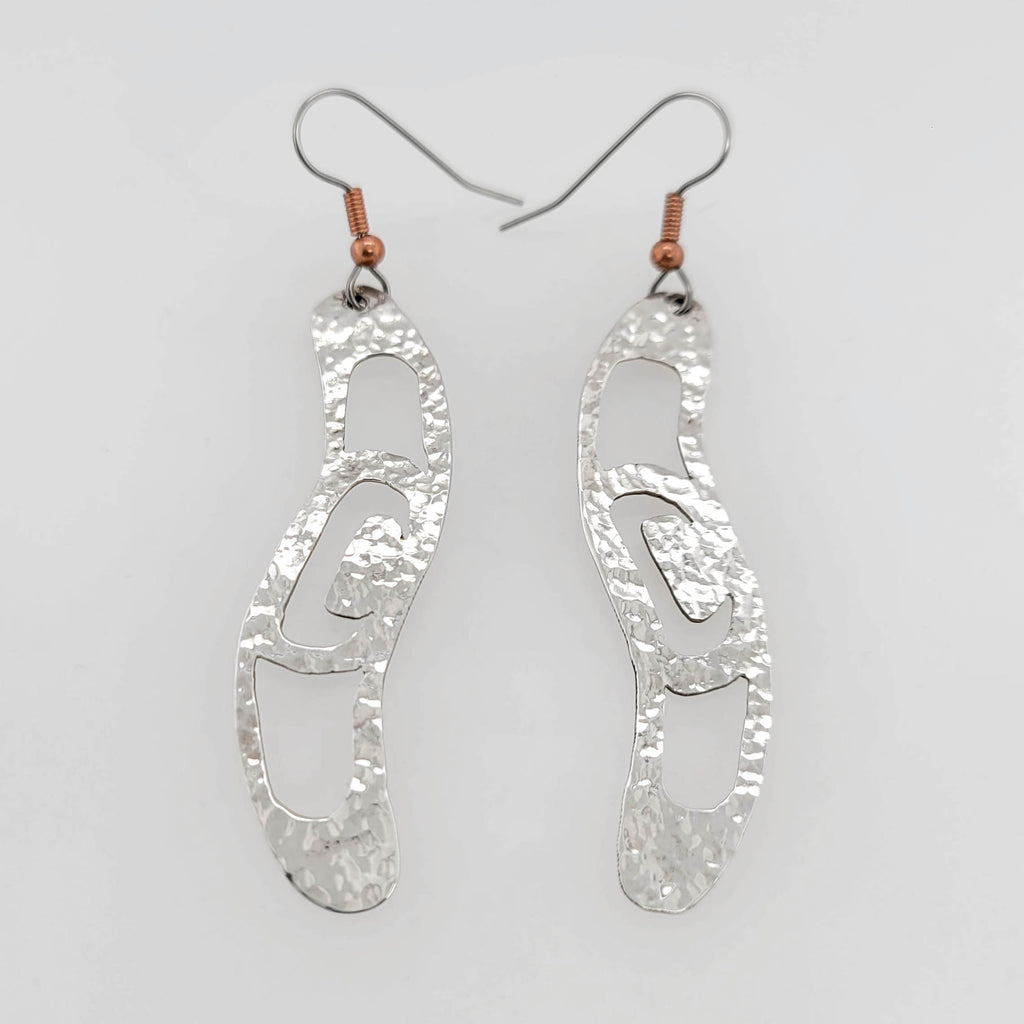 Silver Abstract Hammered Earrings by Kwakwaka'wakw artist Toby Cook