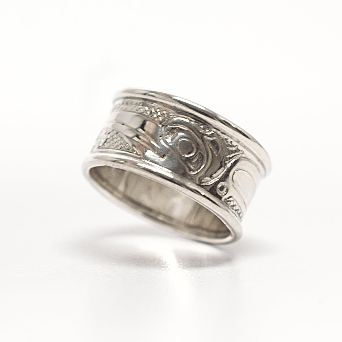 Silver Hummingbird Rung in Haida artist Carmen Goertzen