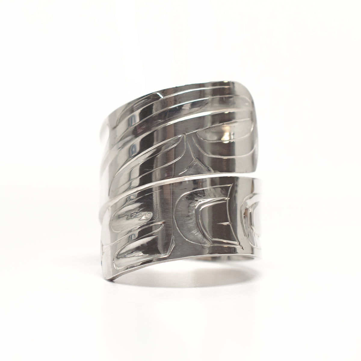 Silver Hummingbird Wrap Ring by Haida artist Alvin Adkins
