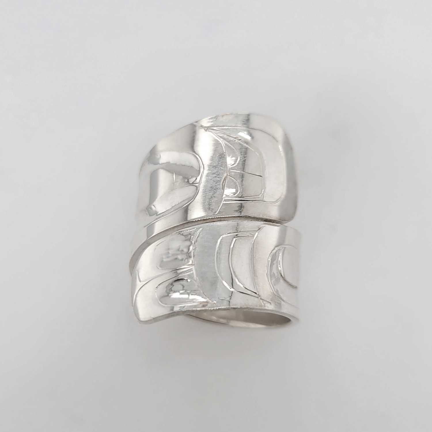 Silver Hummingbird Wrap Ring by Haida artist Alvin Adkins