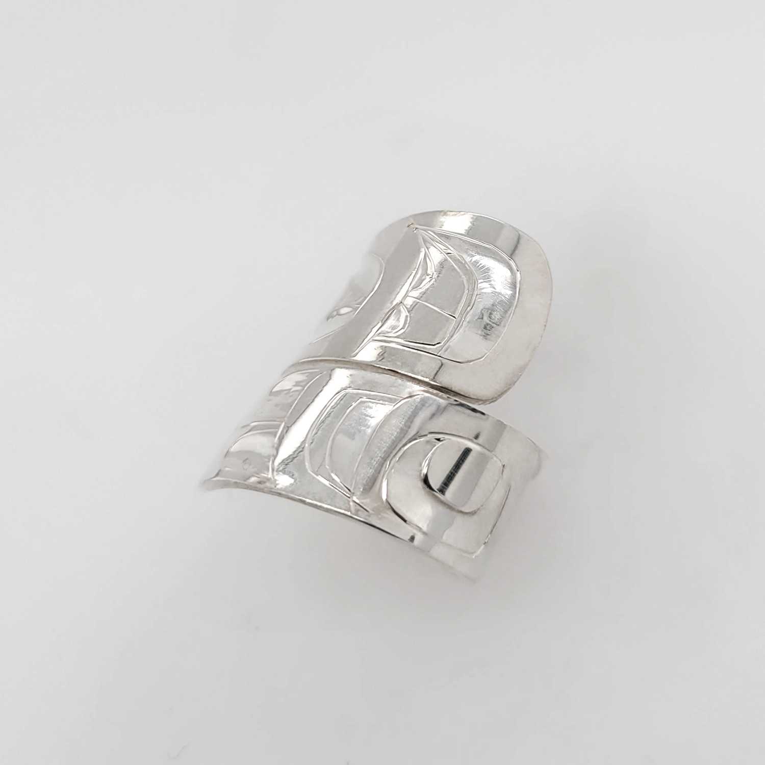 Silver Hummingbird Wrap Ring by Haida artist Alvin Adkins
