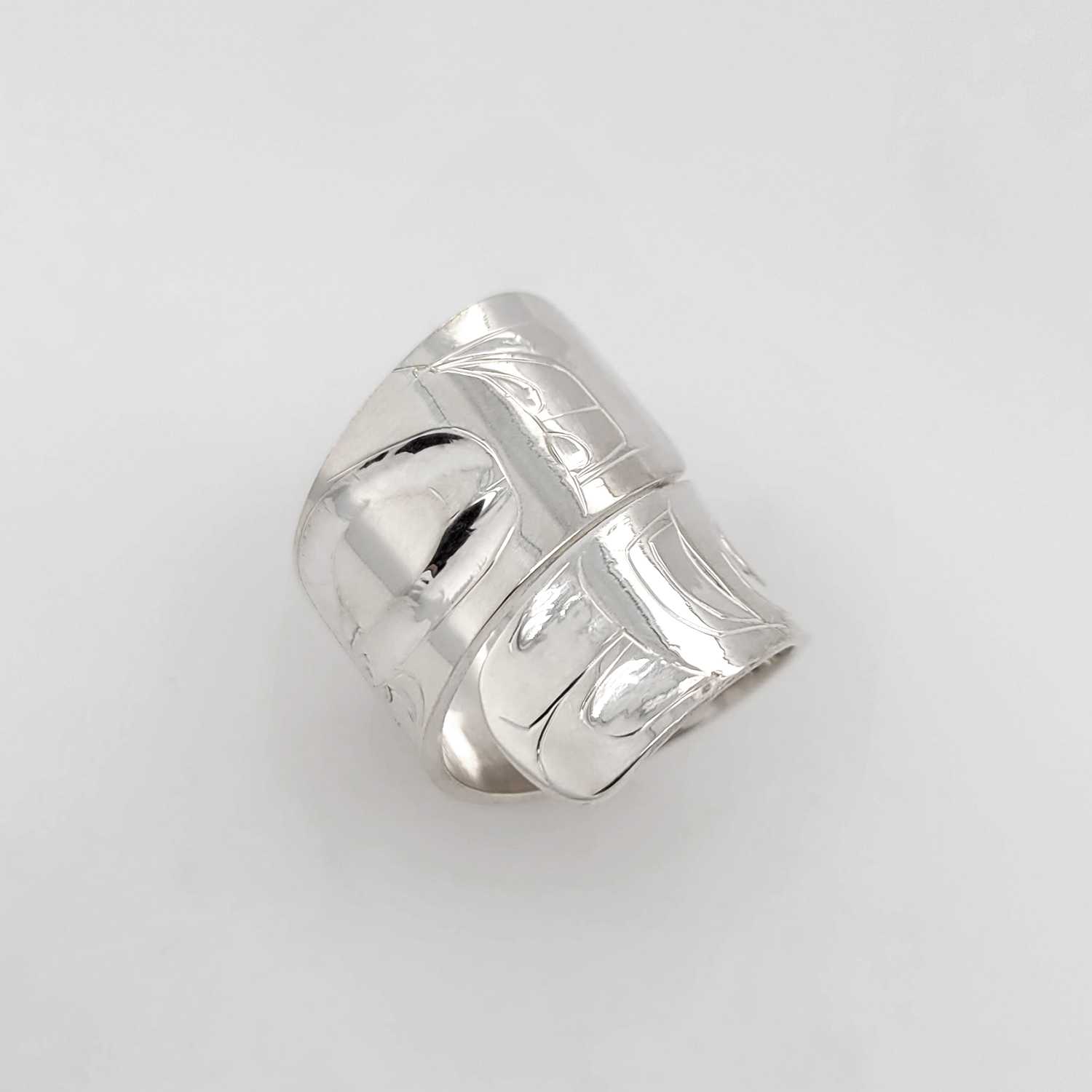 Silver Hummingbird Wrap Ring by Haida artist Alvin Adkins