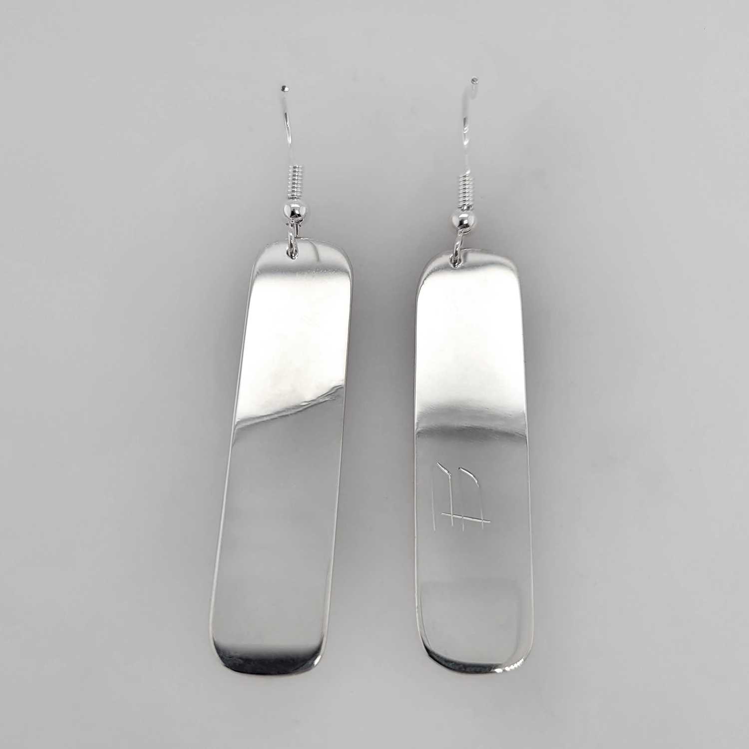 Silver Killer Whale Earrings by Haida artist Alvin Adkins