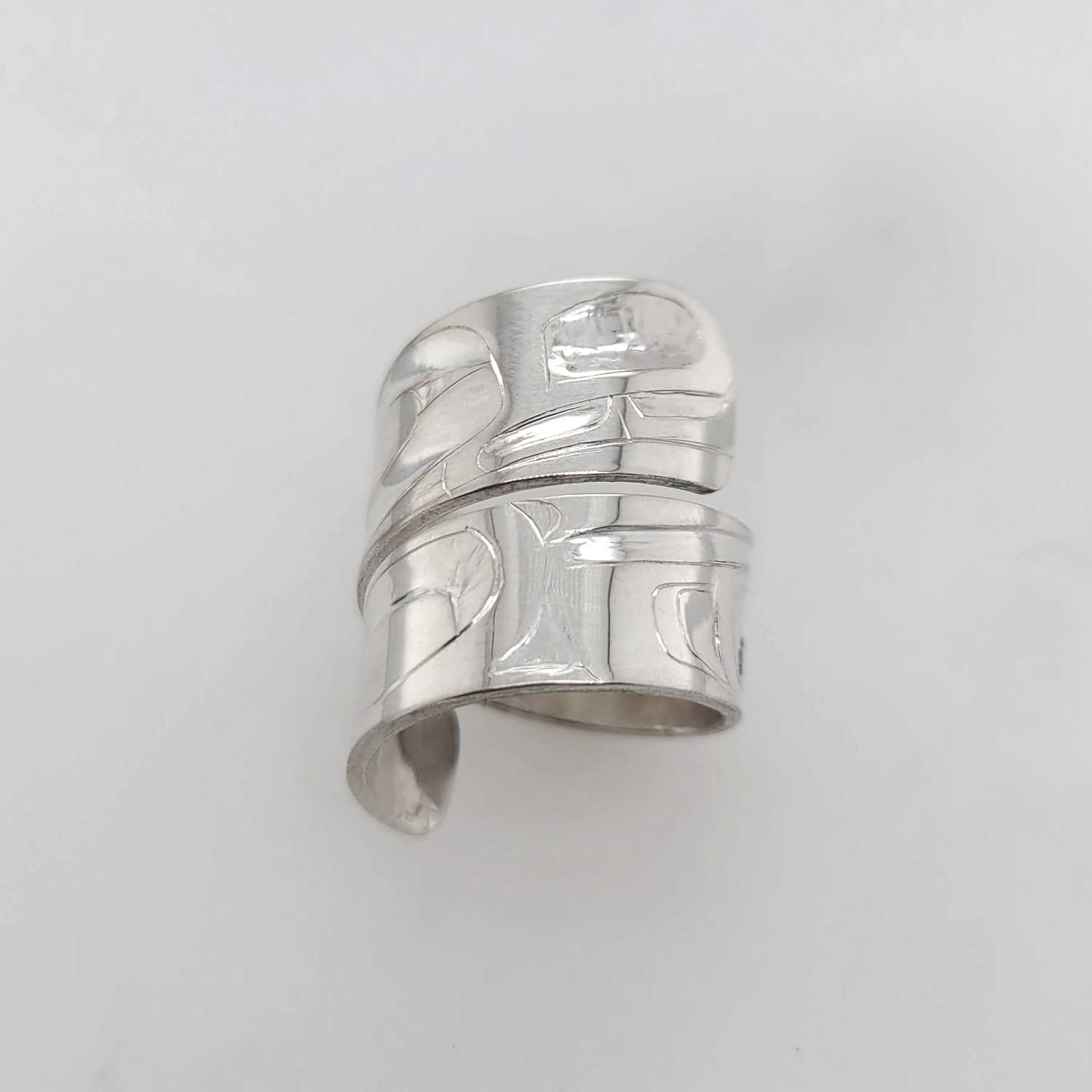 Silver Killer Whale Wrap Ring by Haida artist Alvin Adkins