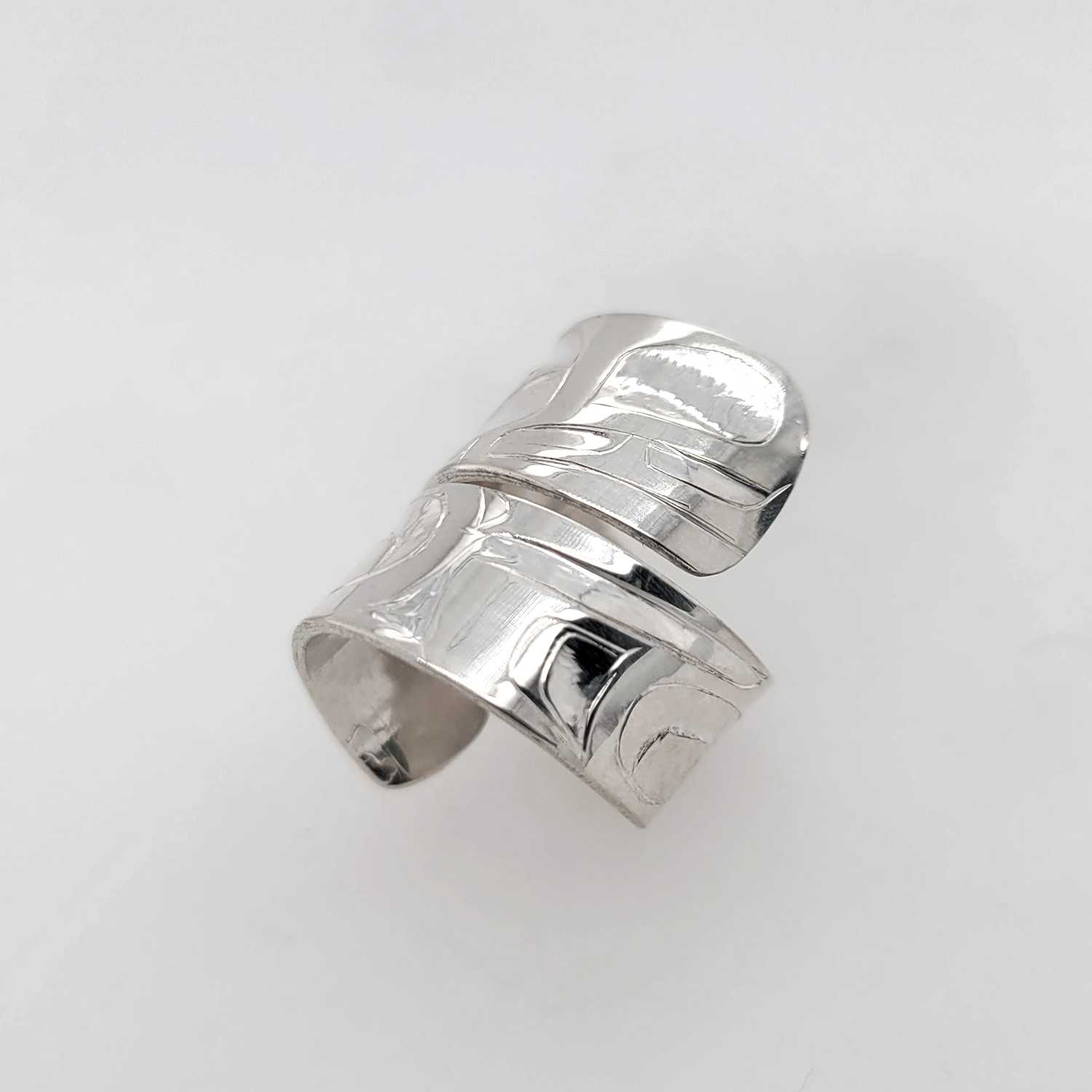 Silver Killer Whale Wrap Ring by Haida artist Alvin Adkins