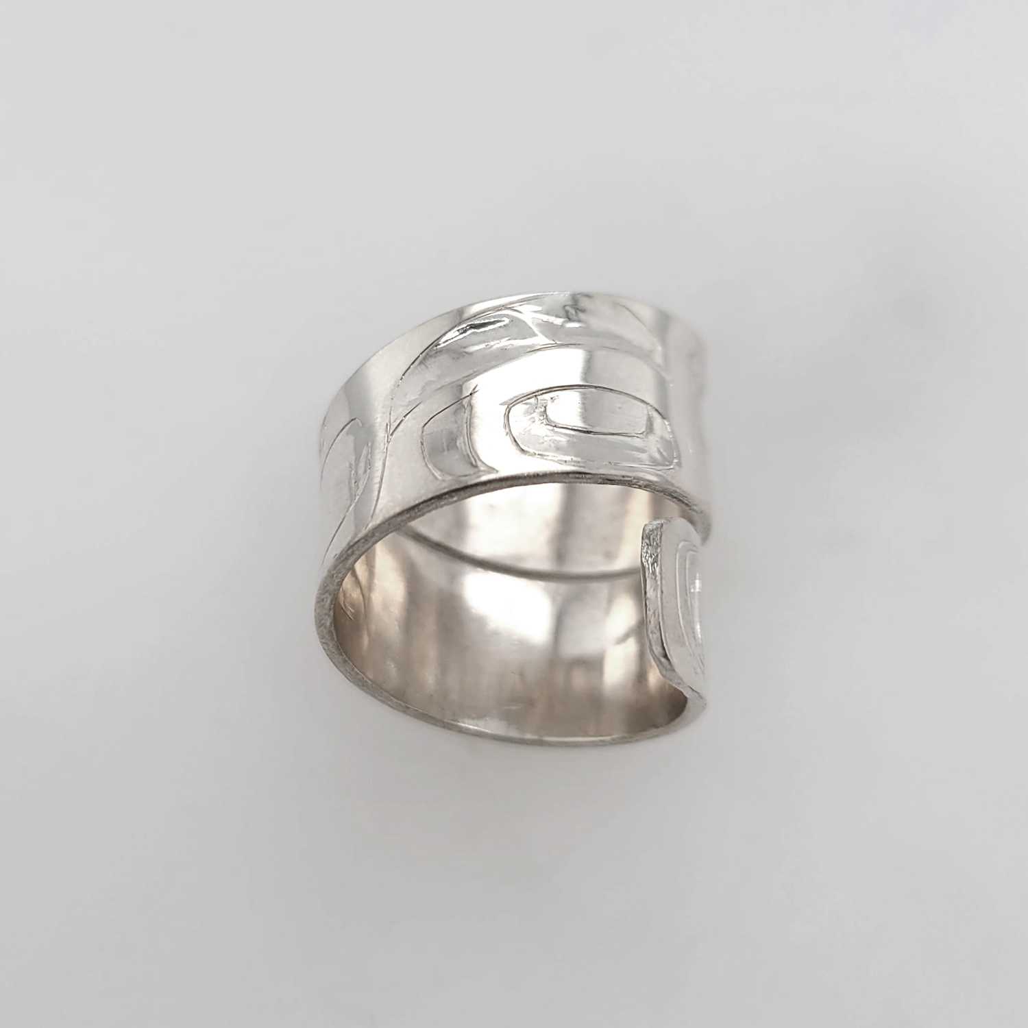 Silver Killer Whale Wrap Ring by Haida artist Alvin Adkins