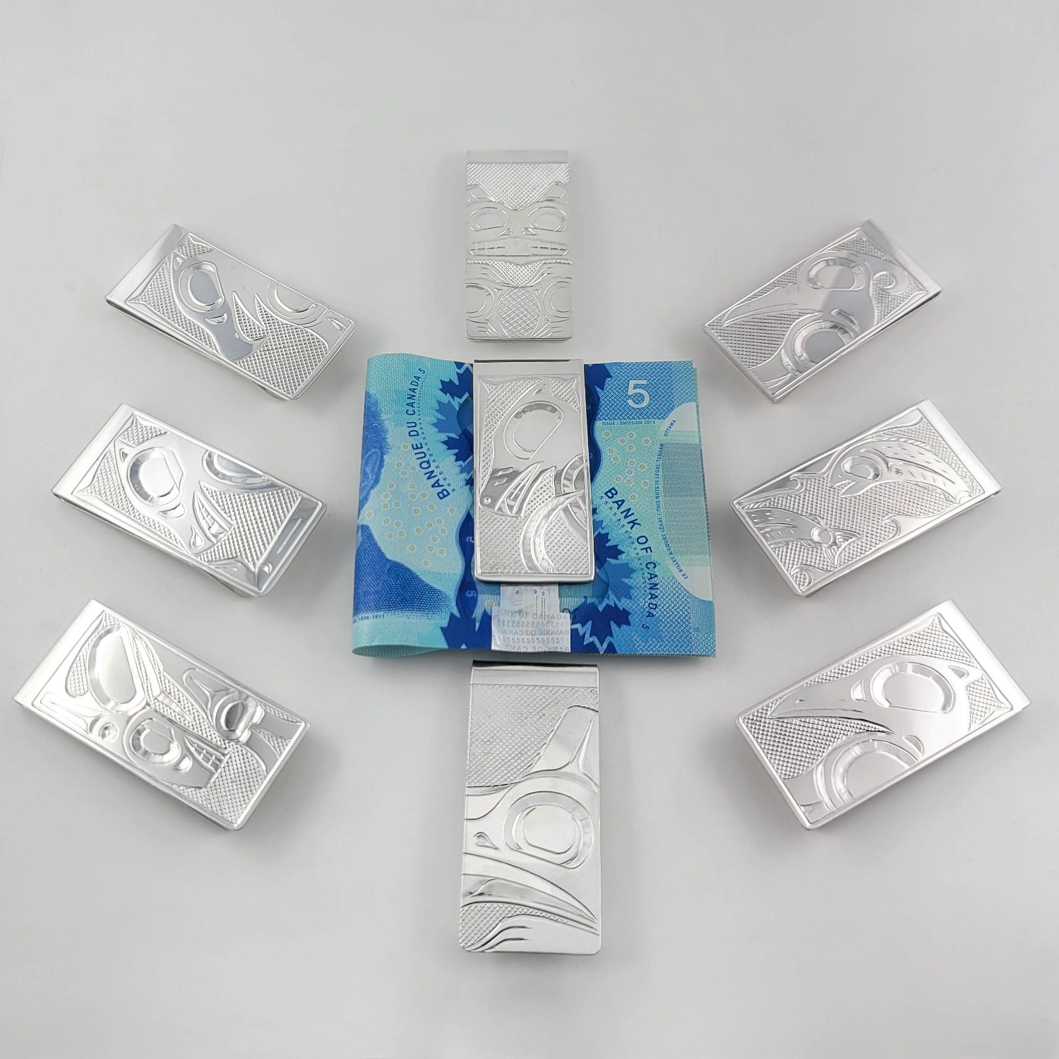 First Nations Silver Money Clips by Cree artist Justin Rivard