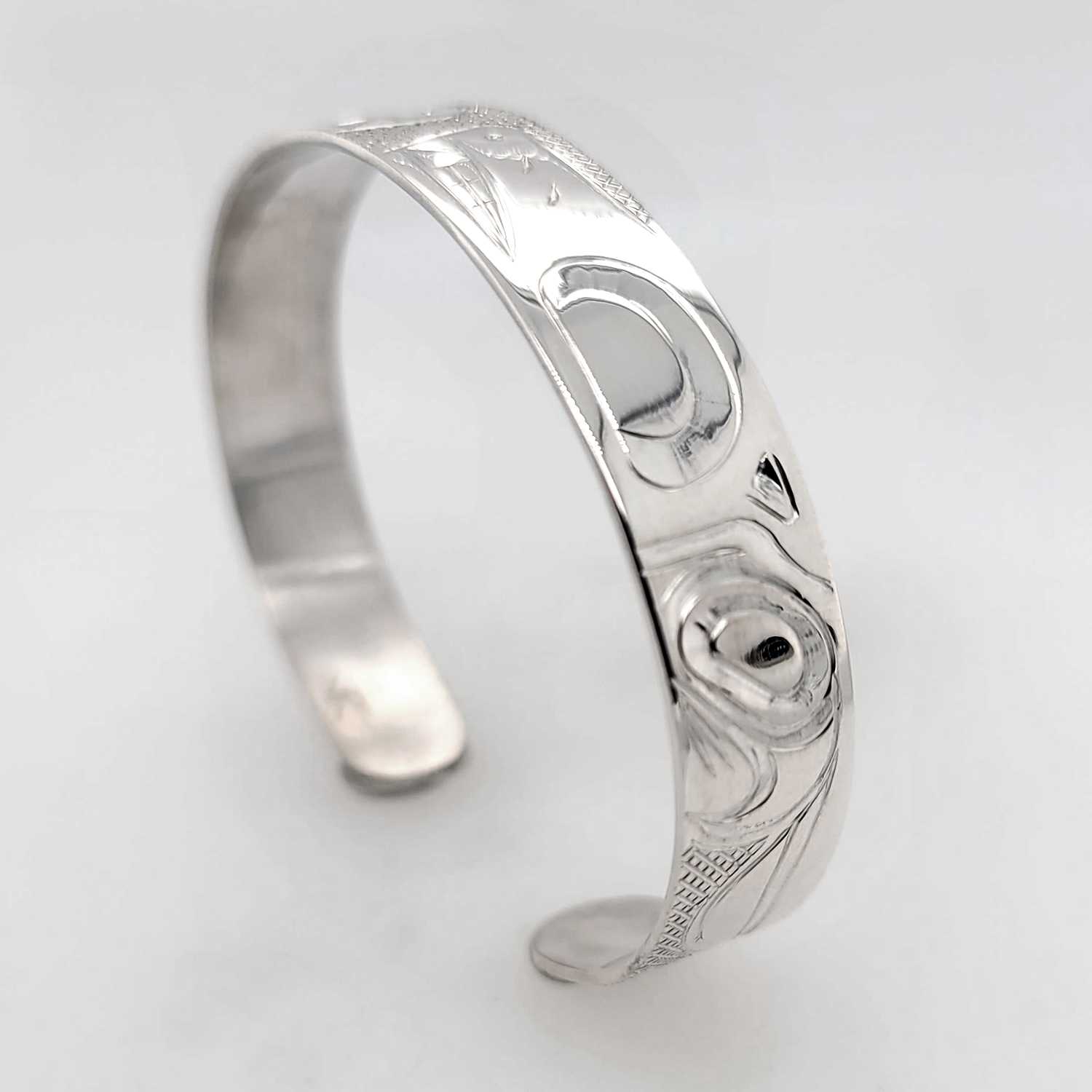Silver Wolf Bracelet by Cree artist Justin Rivard