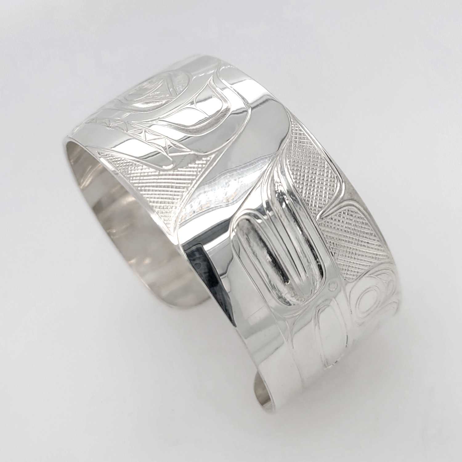 Silver Orca or Killer Whale Bracelet by Haida artist David Jones