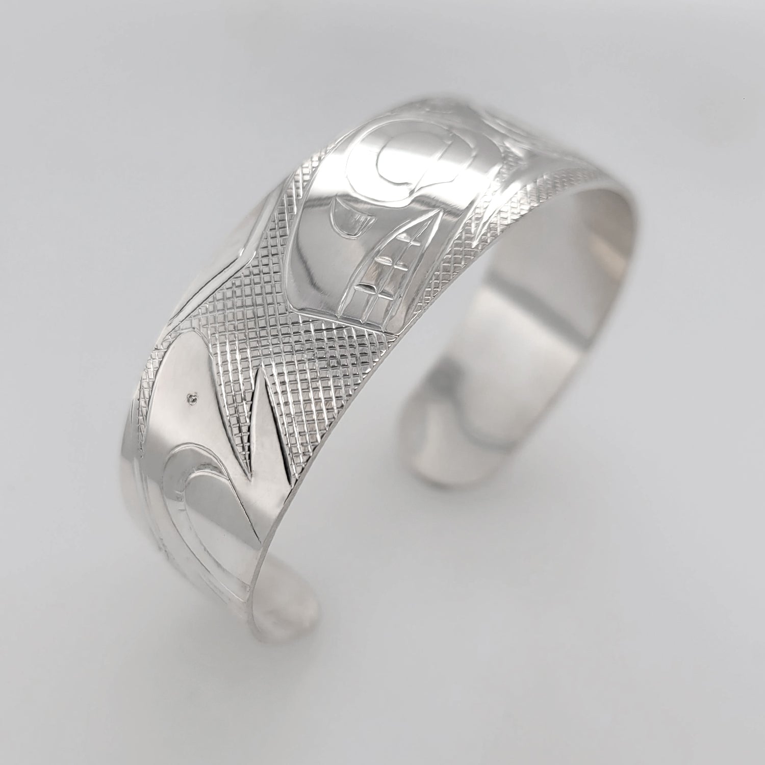 Silver Orca or Killer Whale Bracelet by Cree artist Justin Rivard