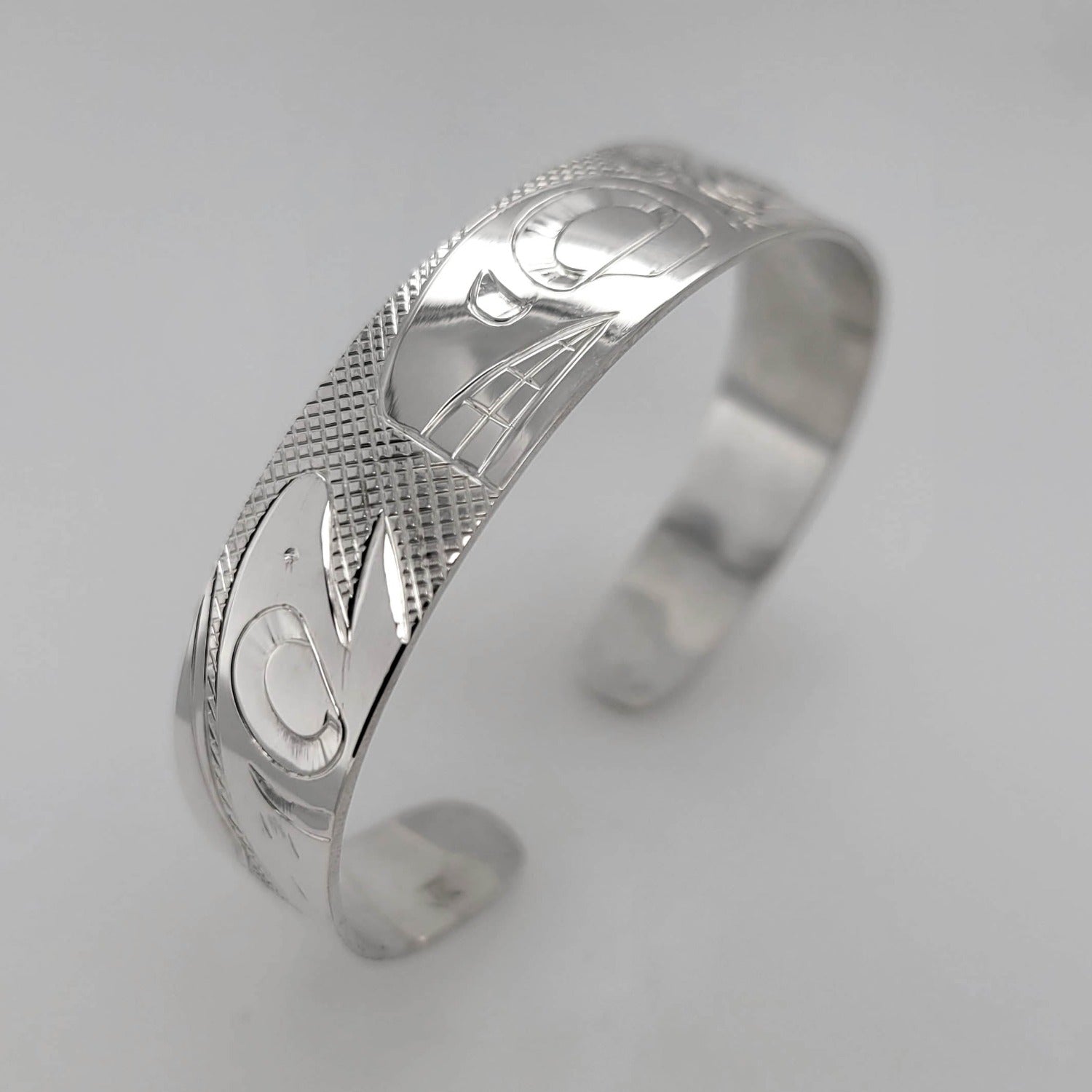 Silver Orca Bracelet by Cree artist Justin Rivard