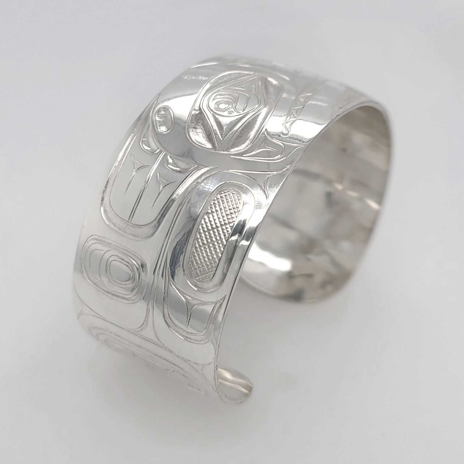 Silver Orca or Killer Whale Bracelet by Haida artist David Jones