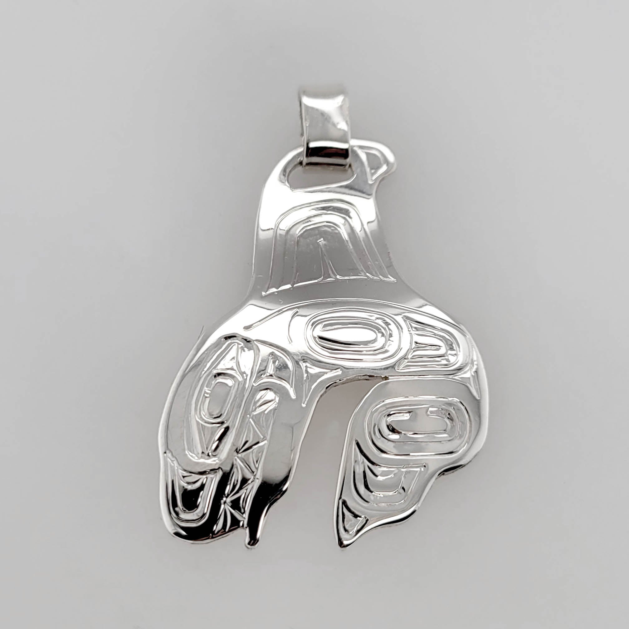 Silver Orca Pendant by Haida artist Garner Moody