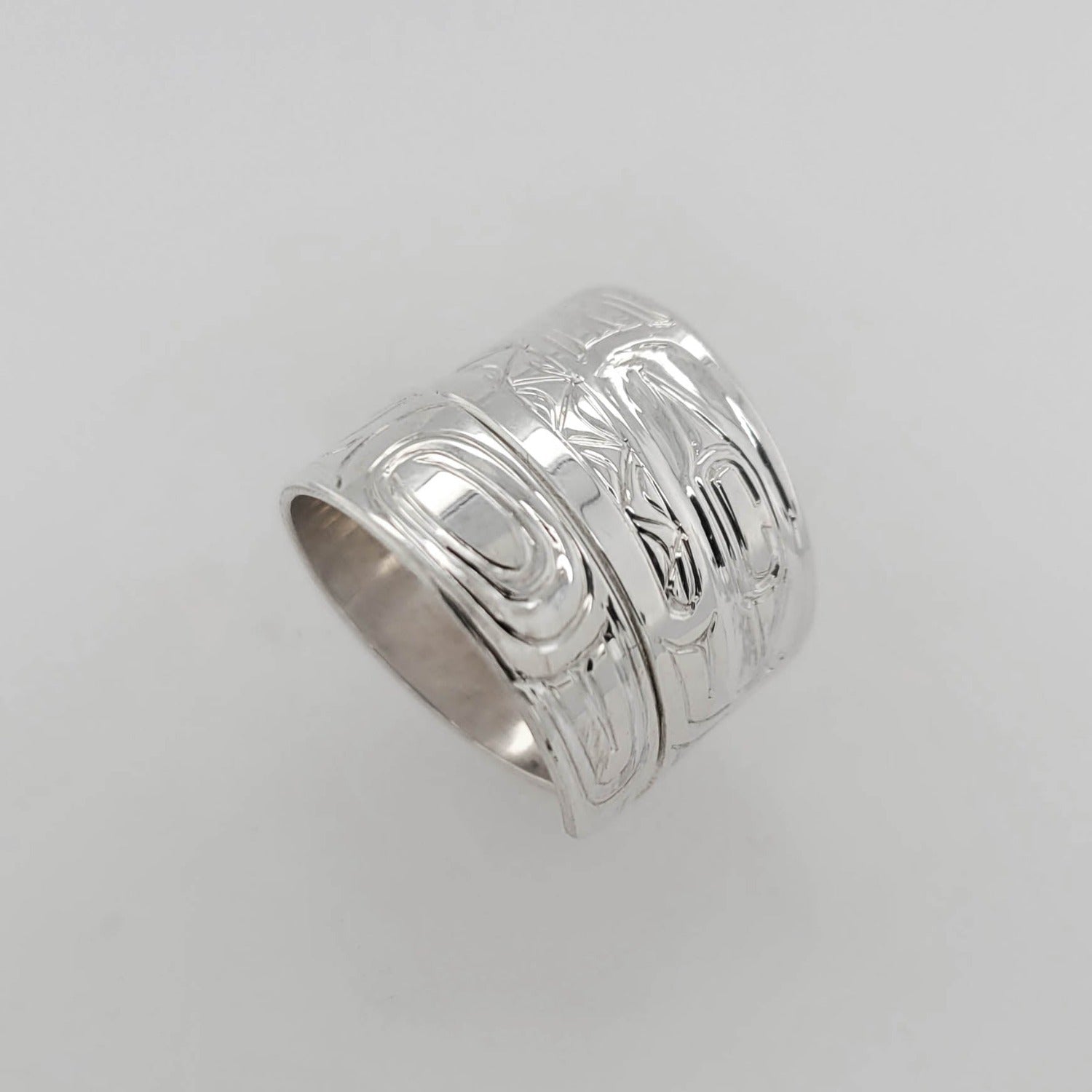 Silver Orca or Killer Whale Wrap Ring by Haida artist Garner Moody
