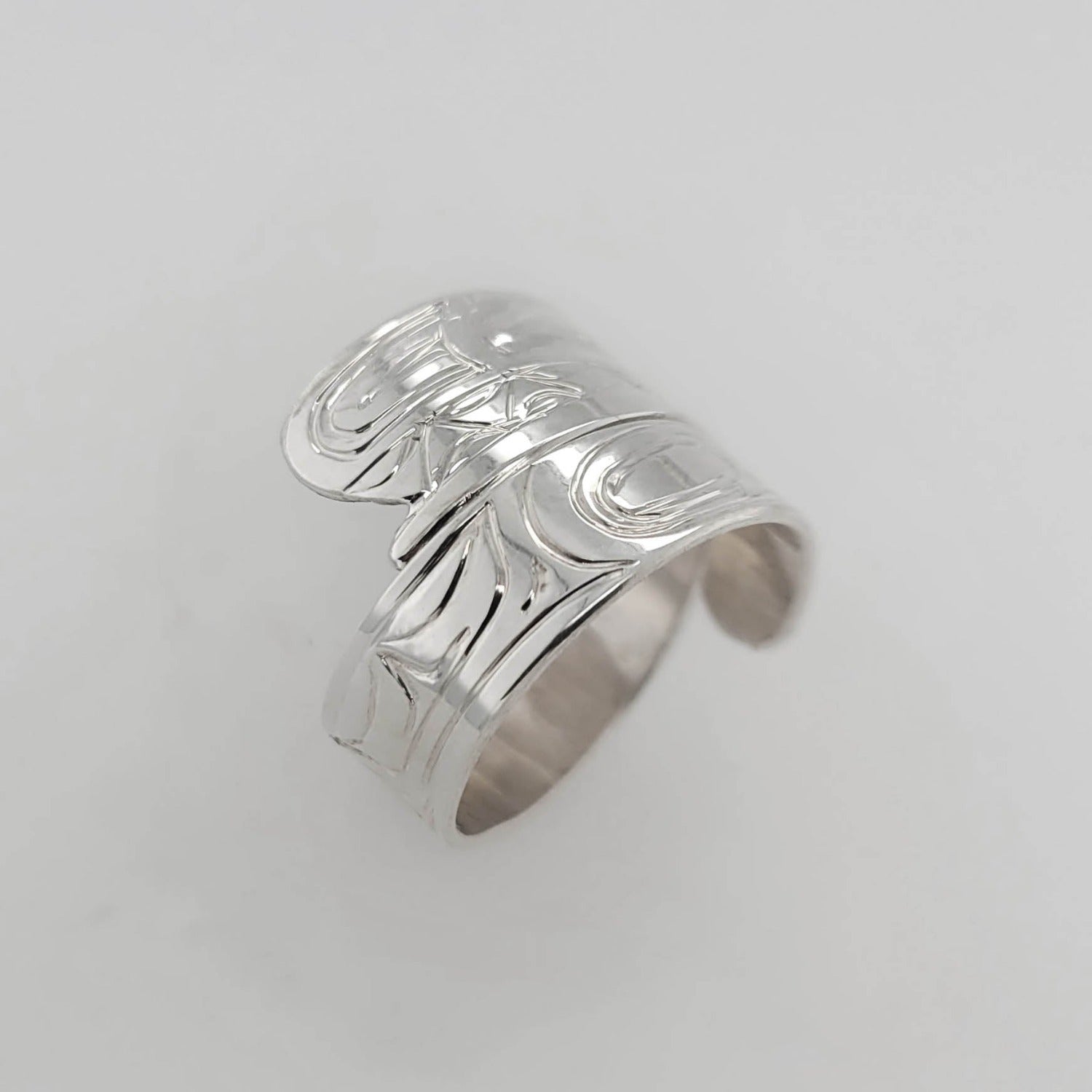 Silver Orca or Killer Whale Wrap Ring by Haida artist Garner Moody
