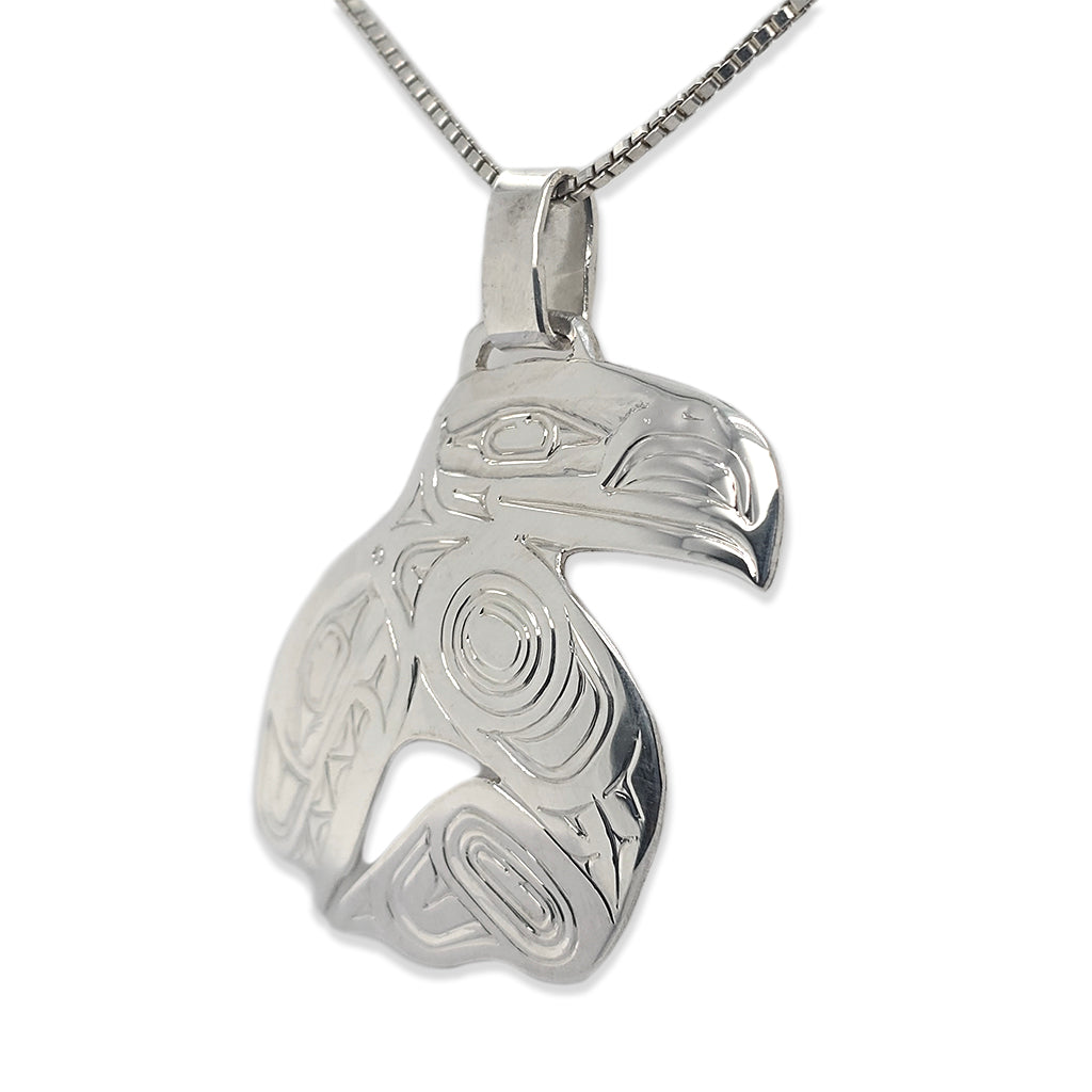 Silver Orca with Raven Fin Pendant by Haida artist Garner Moody