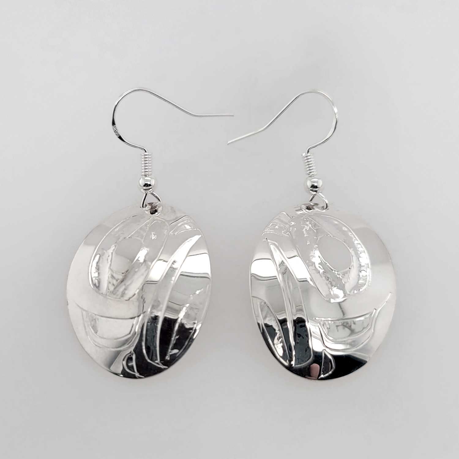 Silver Eagle Earrings by Haida artist Alvin Adkins