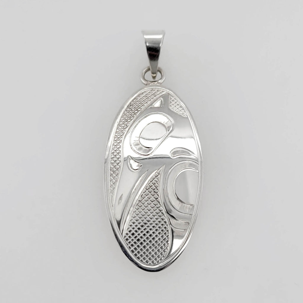 Silver Raven Pendant by Cree artist Justin Rivard