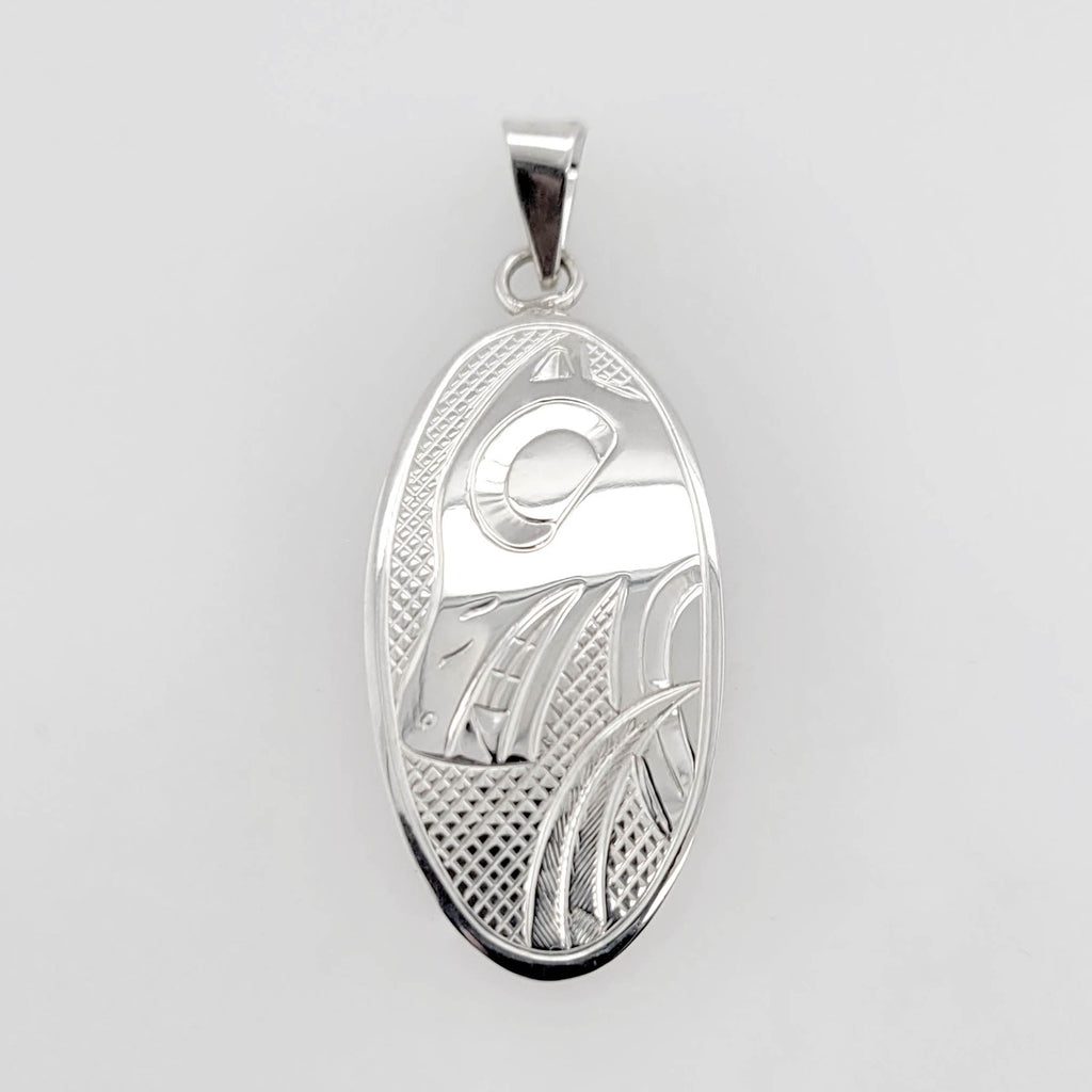 Silver Wolf Pendant by Cree artist Justin Rivard