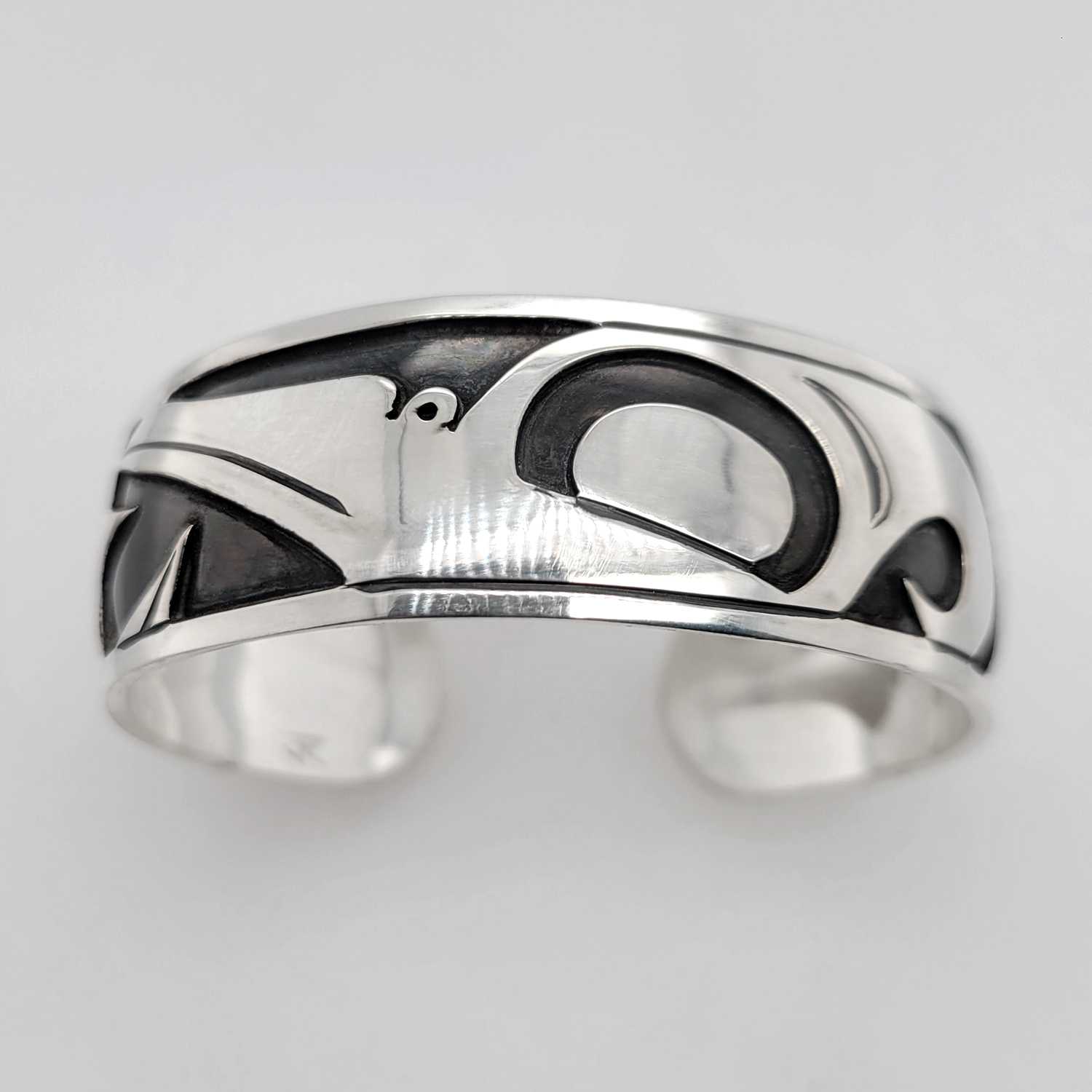 Silver Oxidized Hummingbird Bracelet by Cree artist Justin Rivard