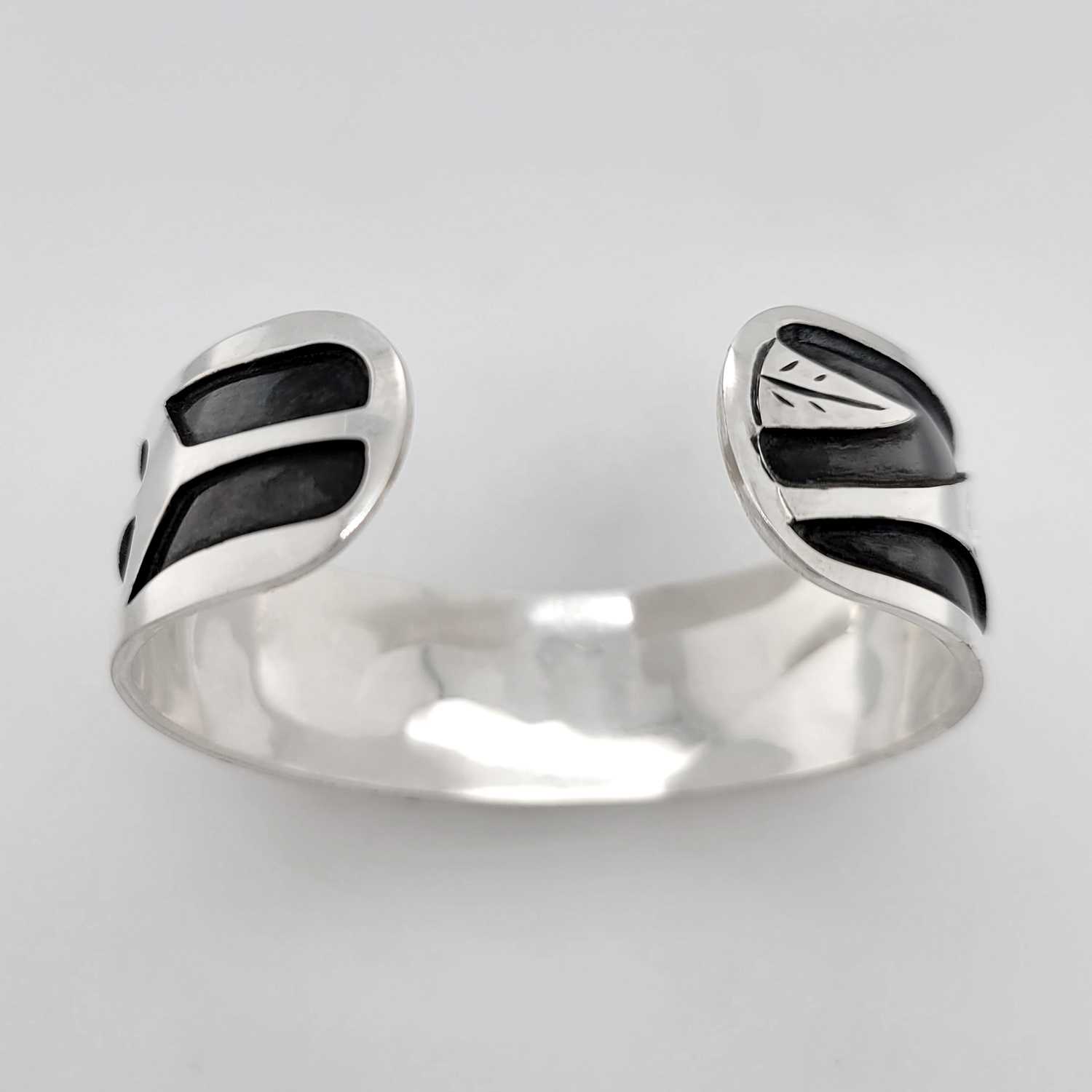 Silver Oxidized Hummingbird Bracelet by Cree artist Justin Rivard