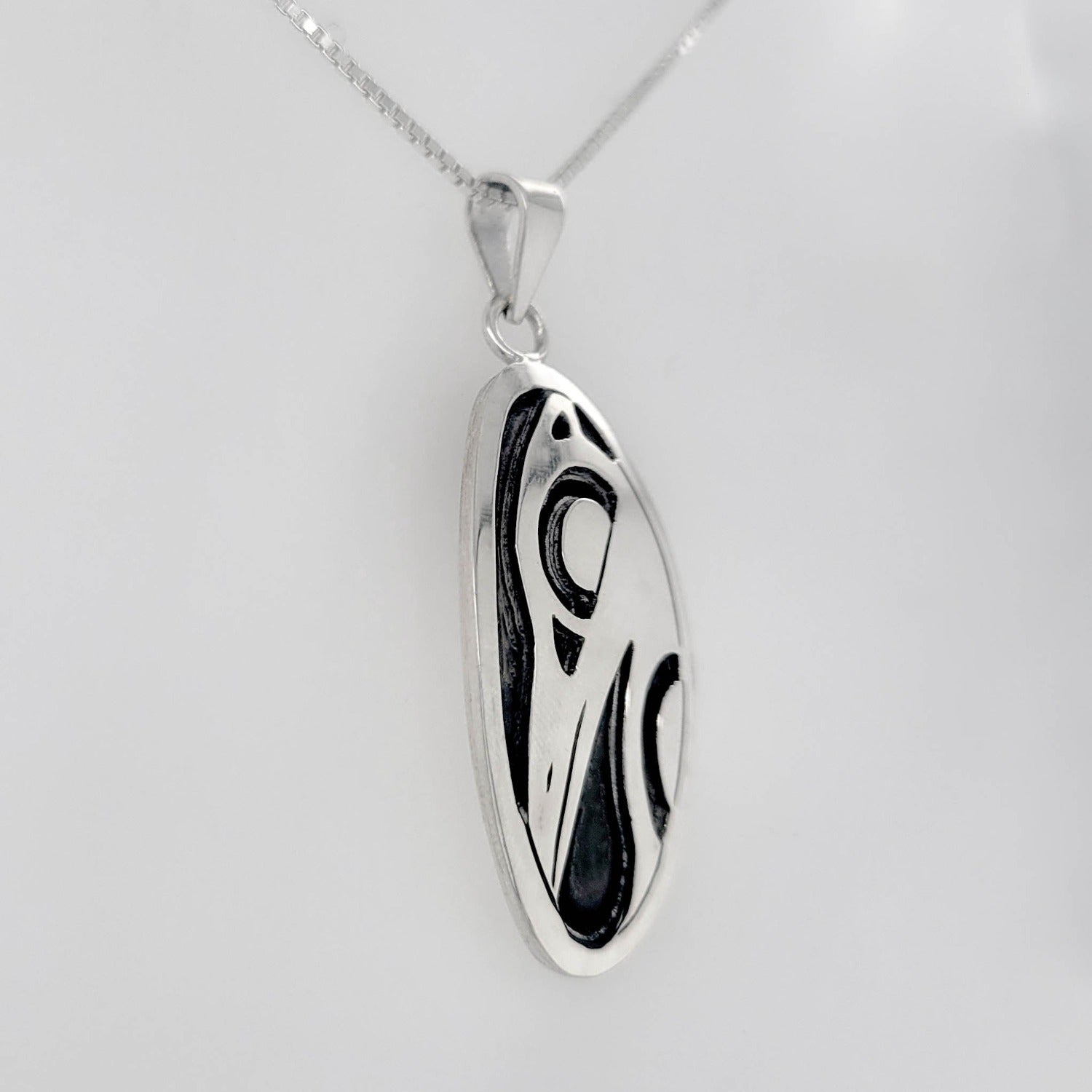 Silver Raven Pendant by Cree artist Justin Rivard