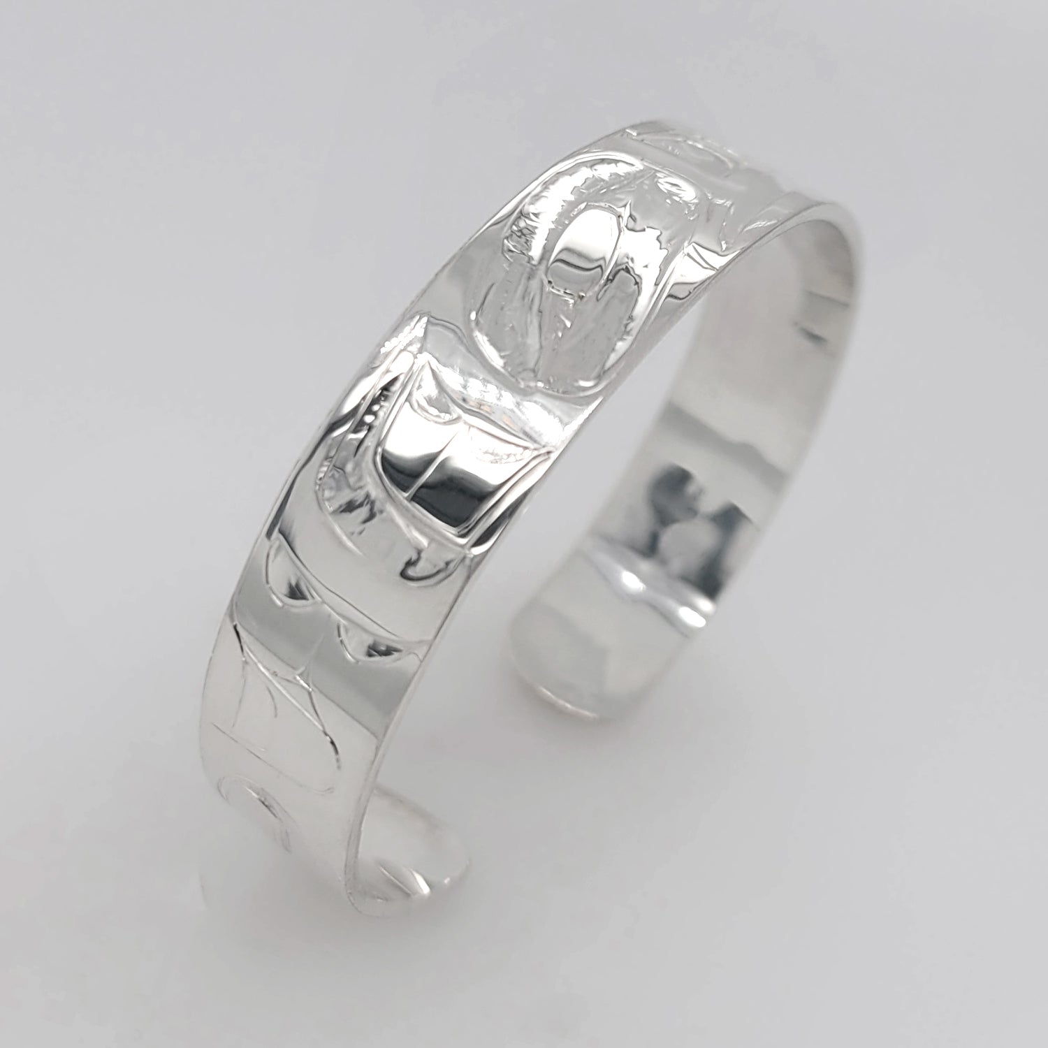 Silver Raven Bracelet by Haida artist Alvin Adkins