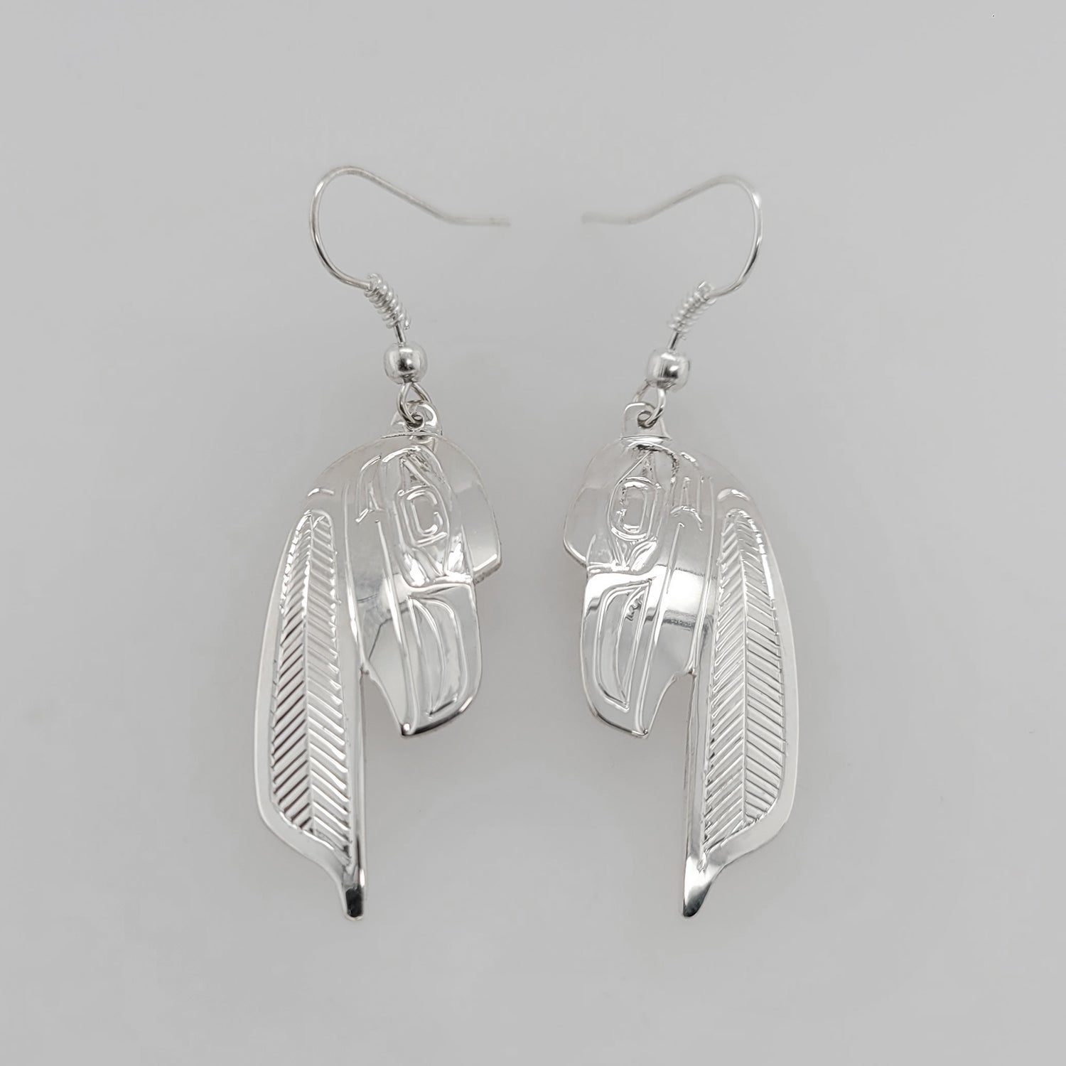 Silver Raven Earrings by Haida artist Garner Moody