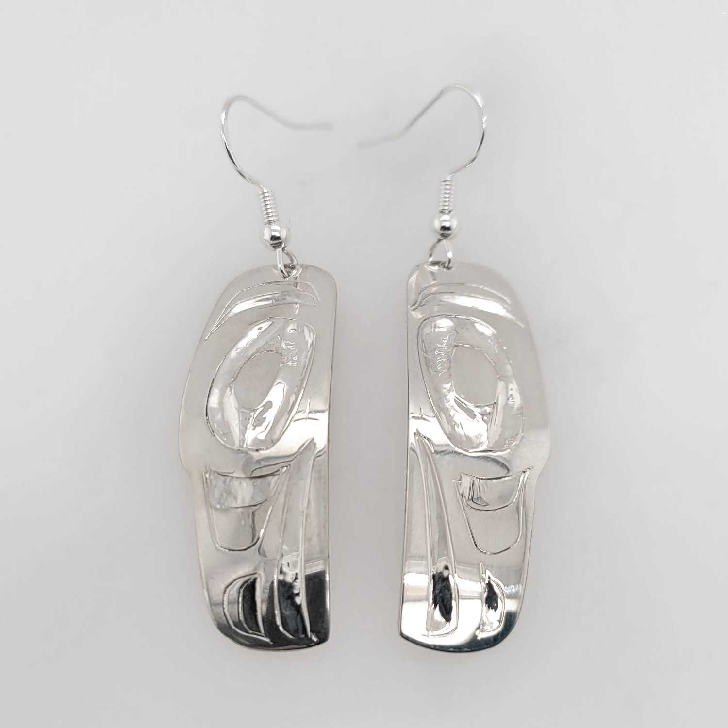 Silver Raven Earrings by Haida artist Alvin Adkins