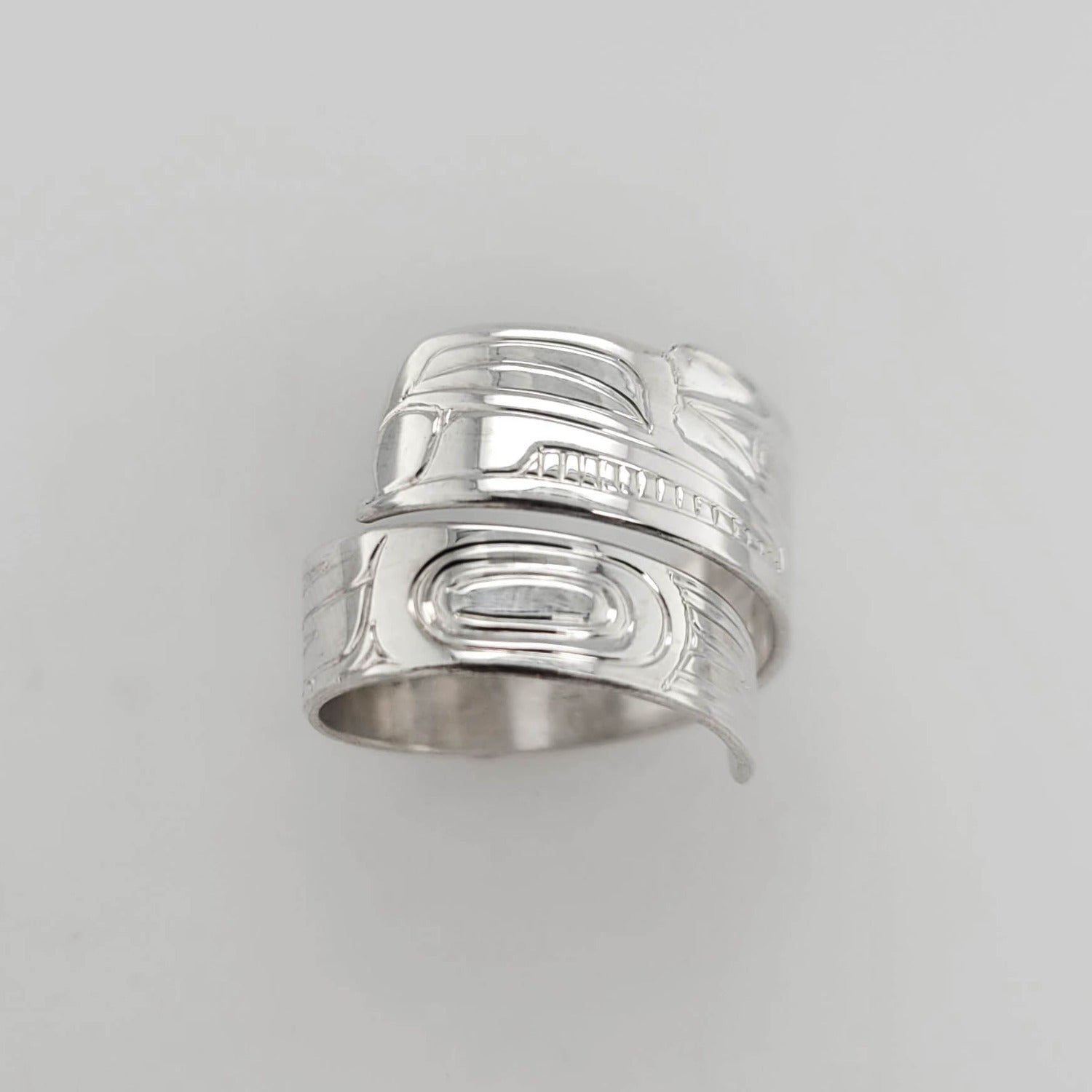 Silver Raven Steals the Light Wrap Ring by Haida artist Garner Moody