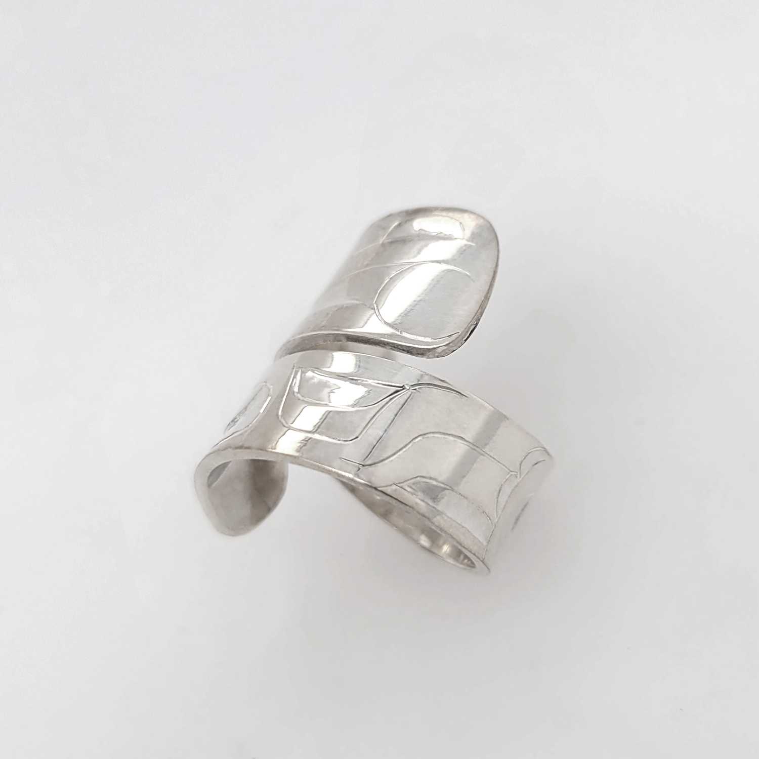 Silver Raven Steals the Light Wrap Ring by Haida artist Alvin Adkins