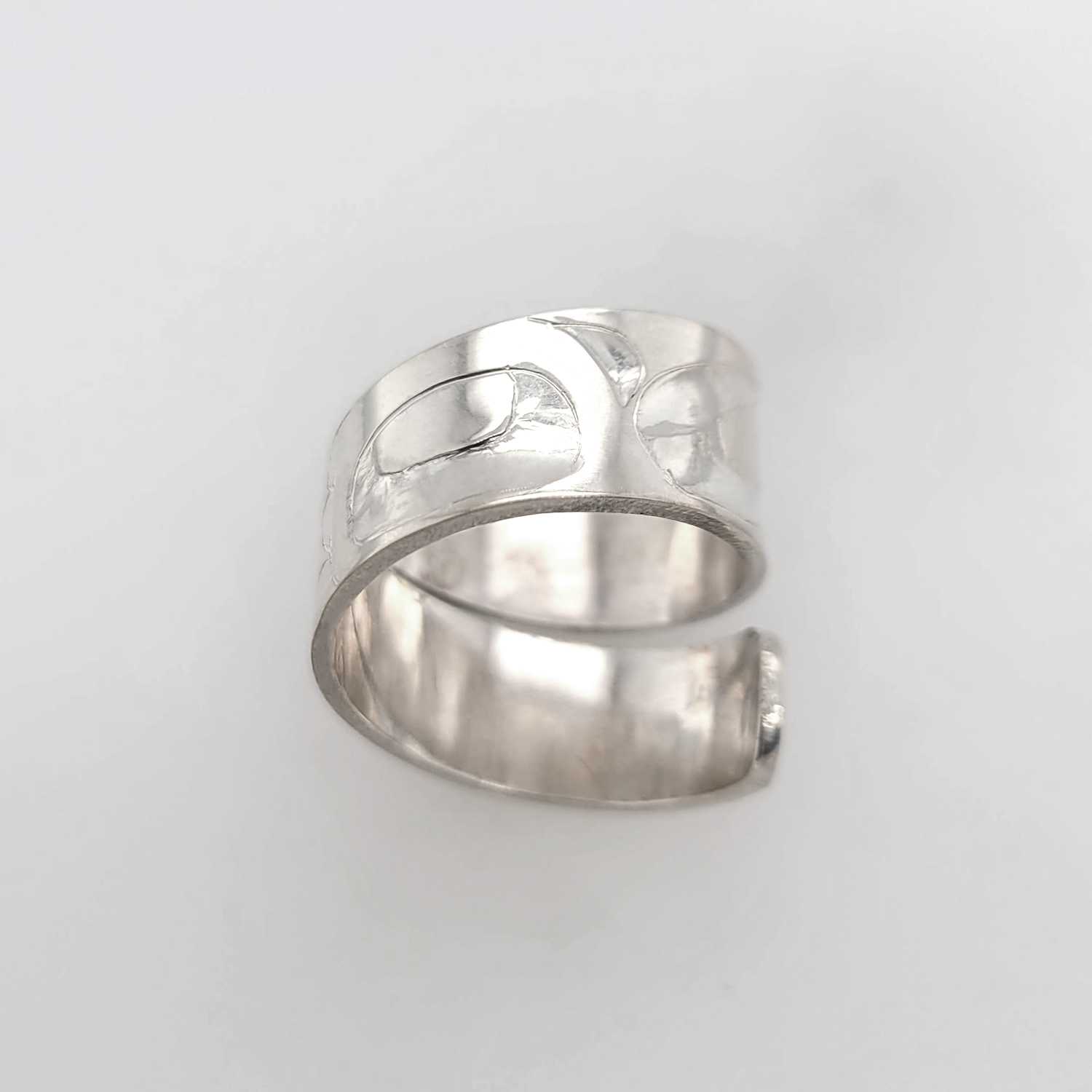 Silver Raven Steals the Light Wrap Ring by Haida artist Alvin Adkins