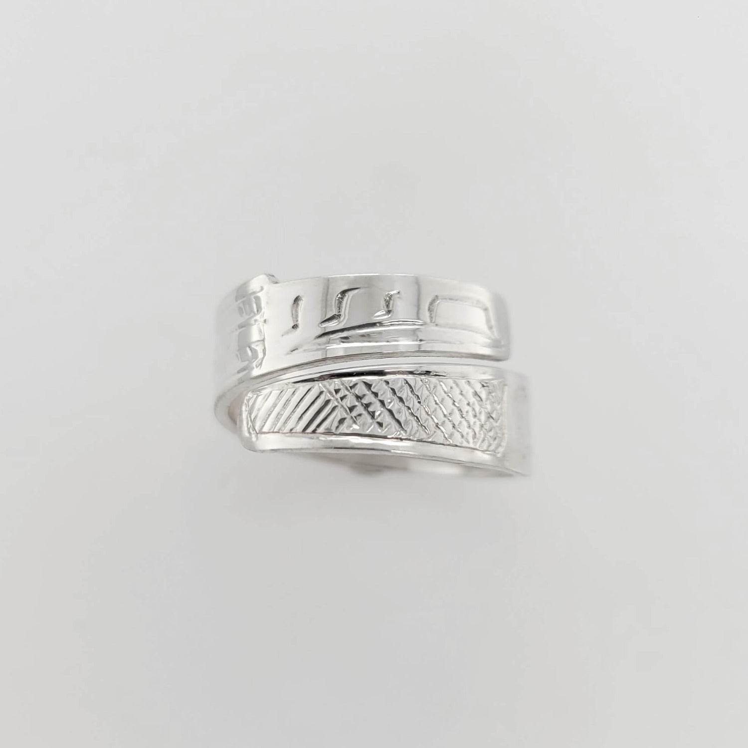 Silver Raven Wrap Ring by Tahltan artist Terrence Campbell